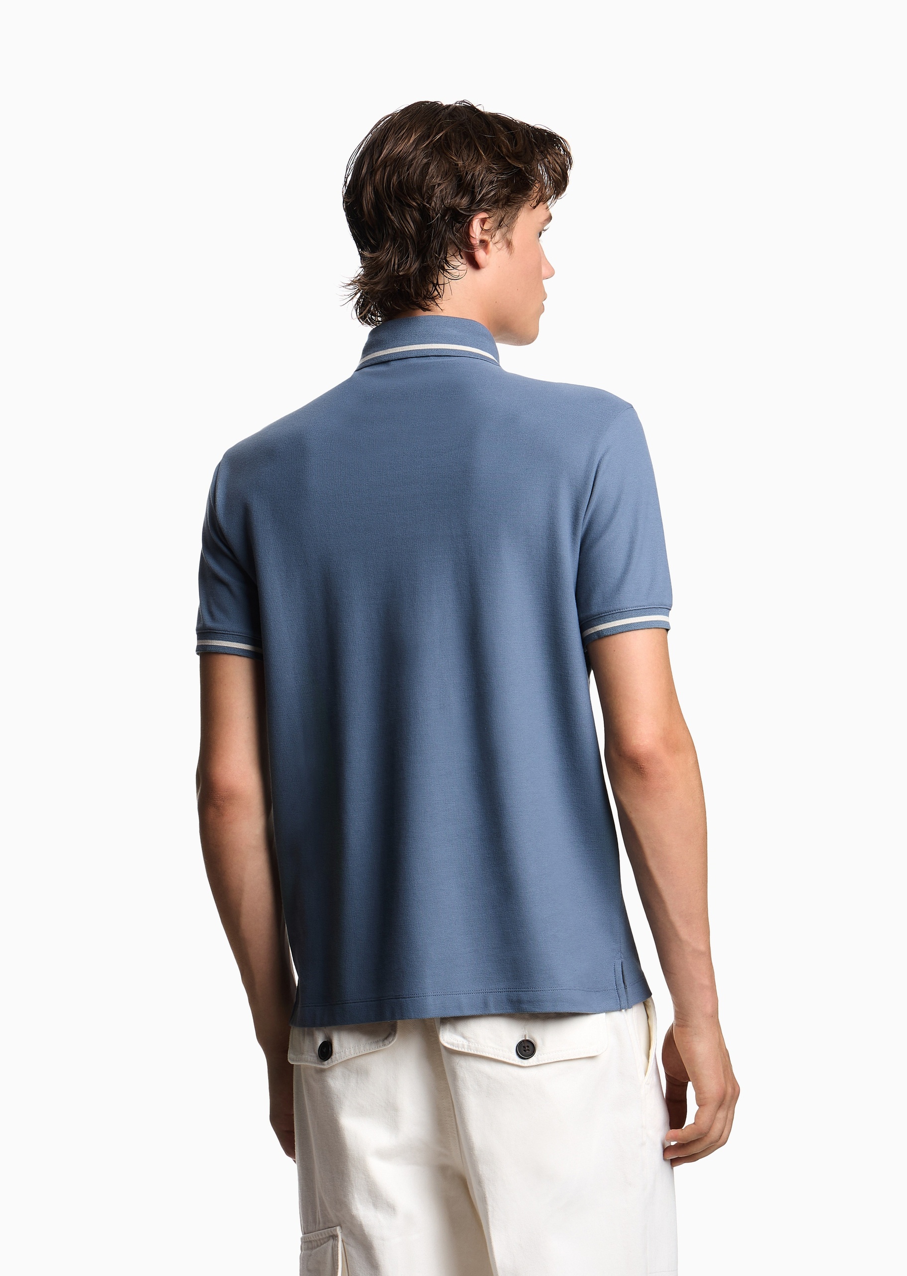 Emporio Armani 男士珠地全棉短袖翻领Polo衫