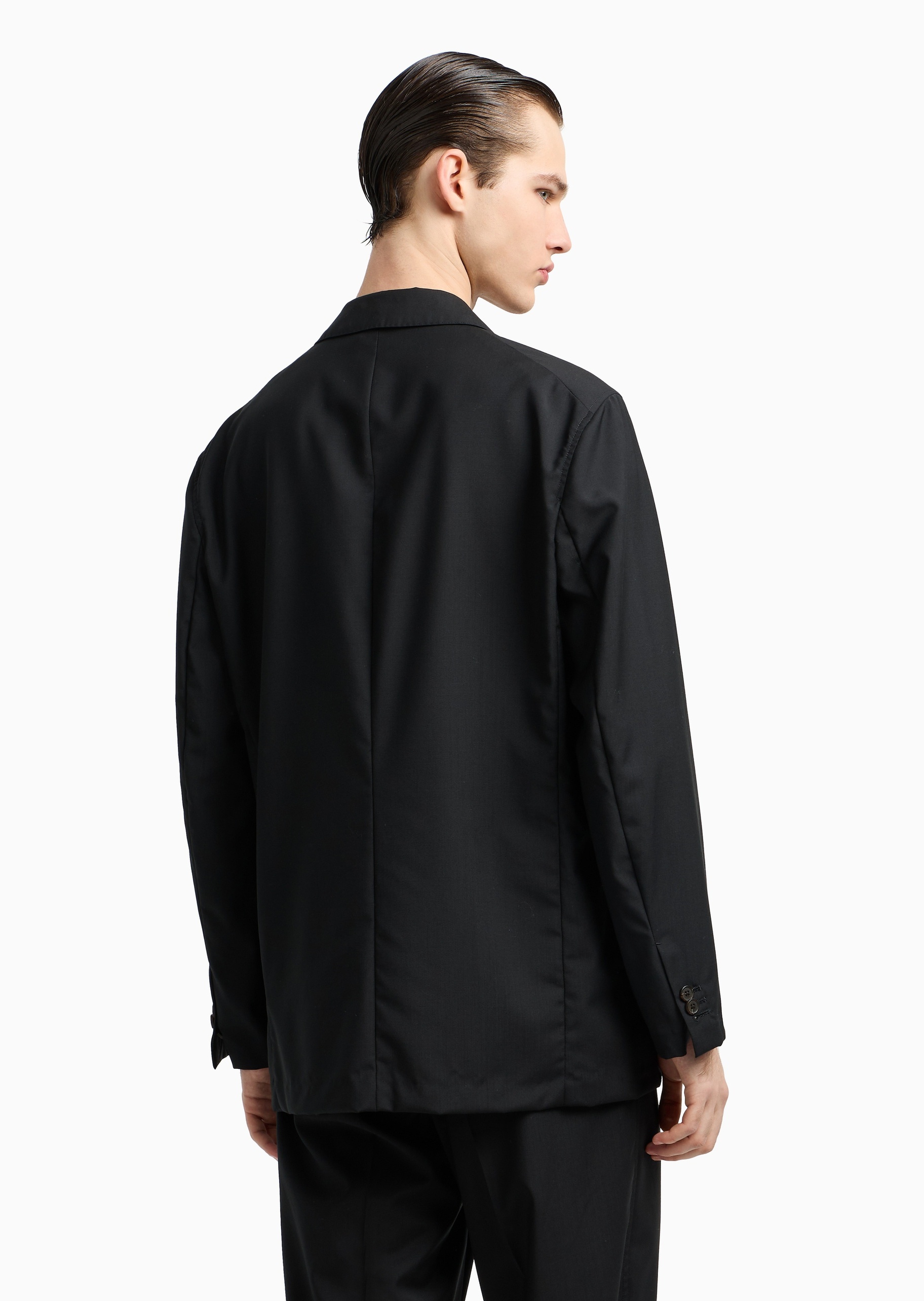Emporio Armani 男士全绵羊毛长袖平驳领单排扣西装外套