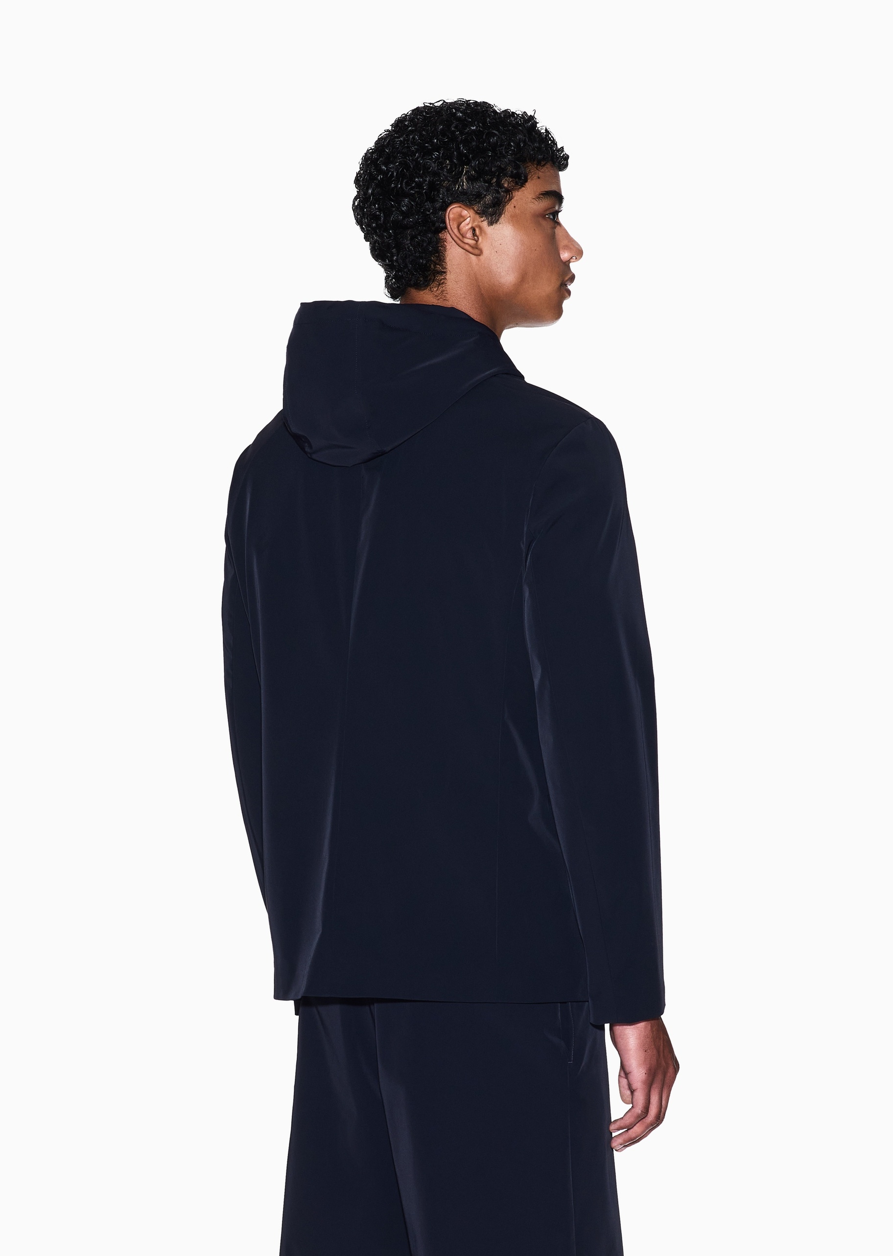 ARMANI EXCHANGE 男士弹力长袖平驳领假两件西装外套