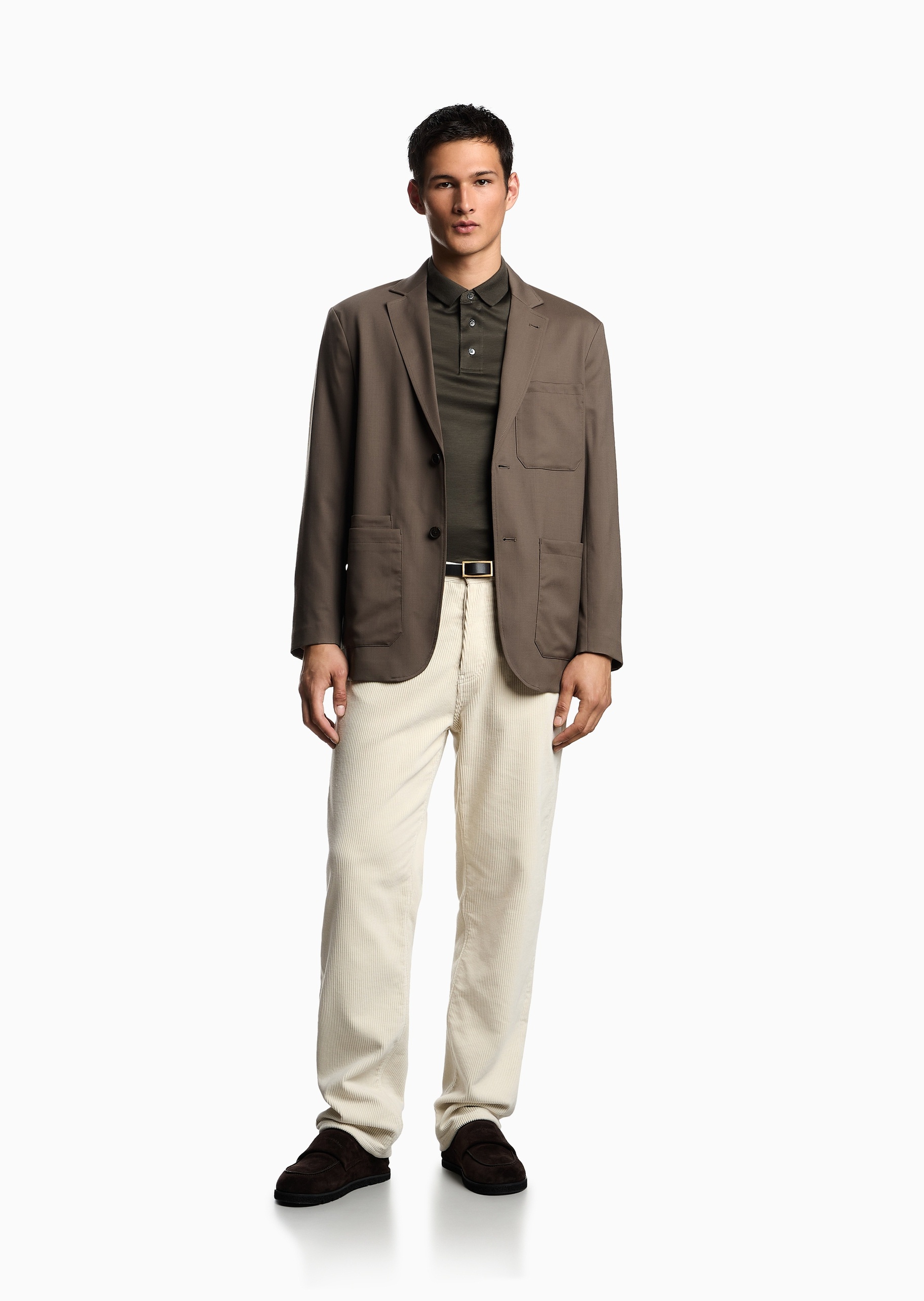 Emporio Armani 男士莱赛尔合身短袖翻领Polo衫