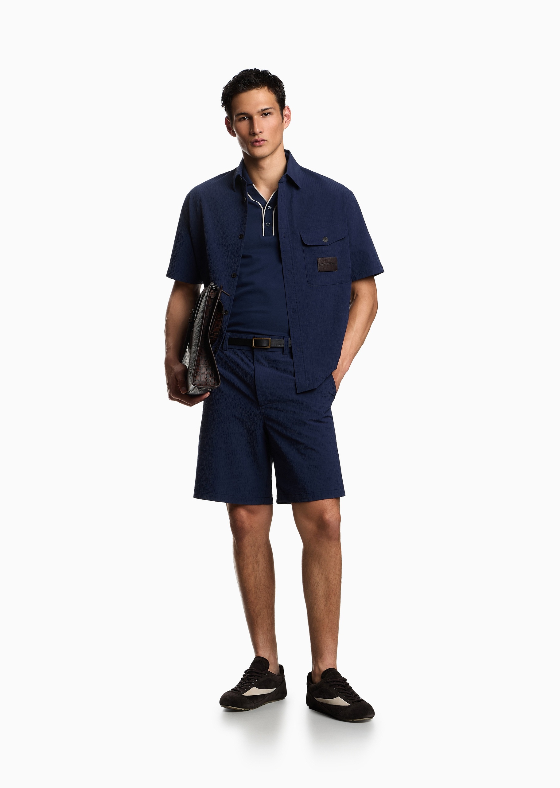 Emporio Armani 男士珠地全棉短袖翻领Polo衫