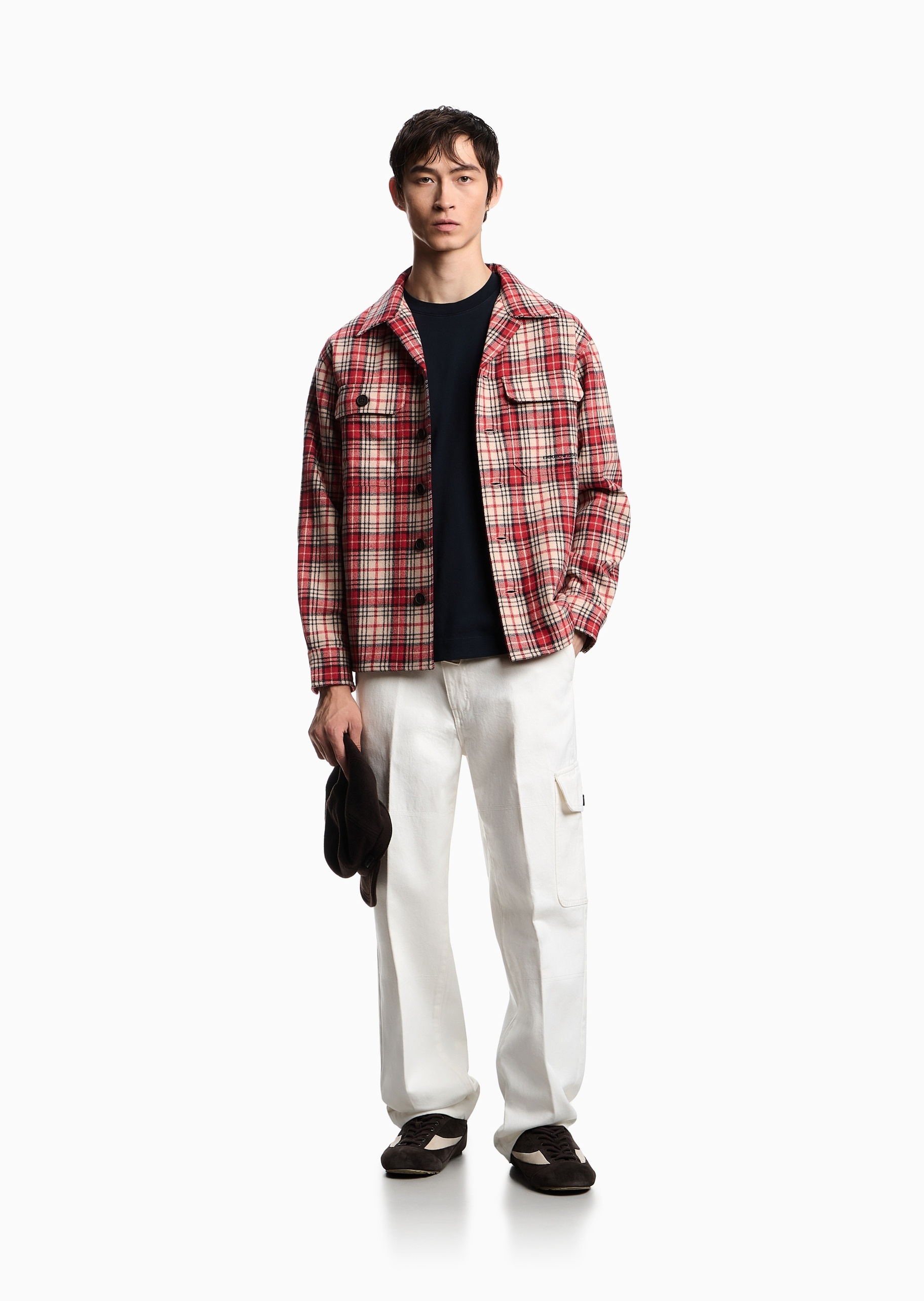 Emporio Armani 男士全棉宽松短袖圆领皮革贴片T恤衫