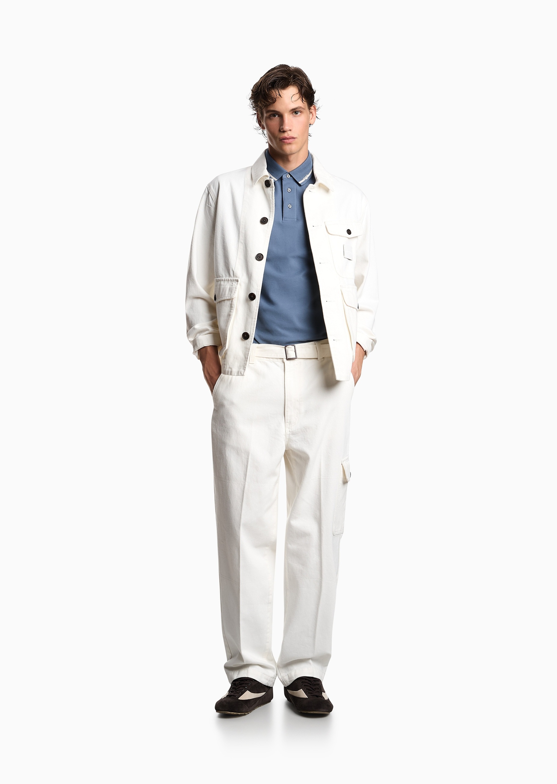 Emporio Armani 男士珠地全棉短袖翻领Polo衫