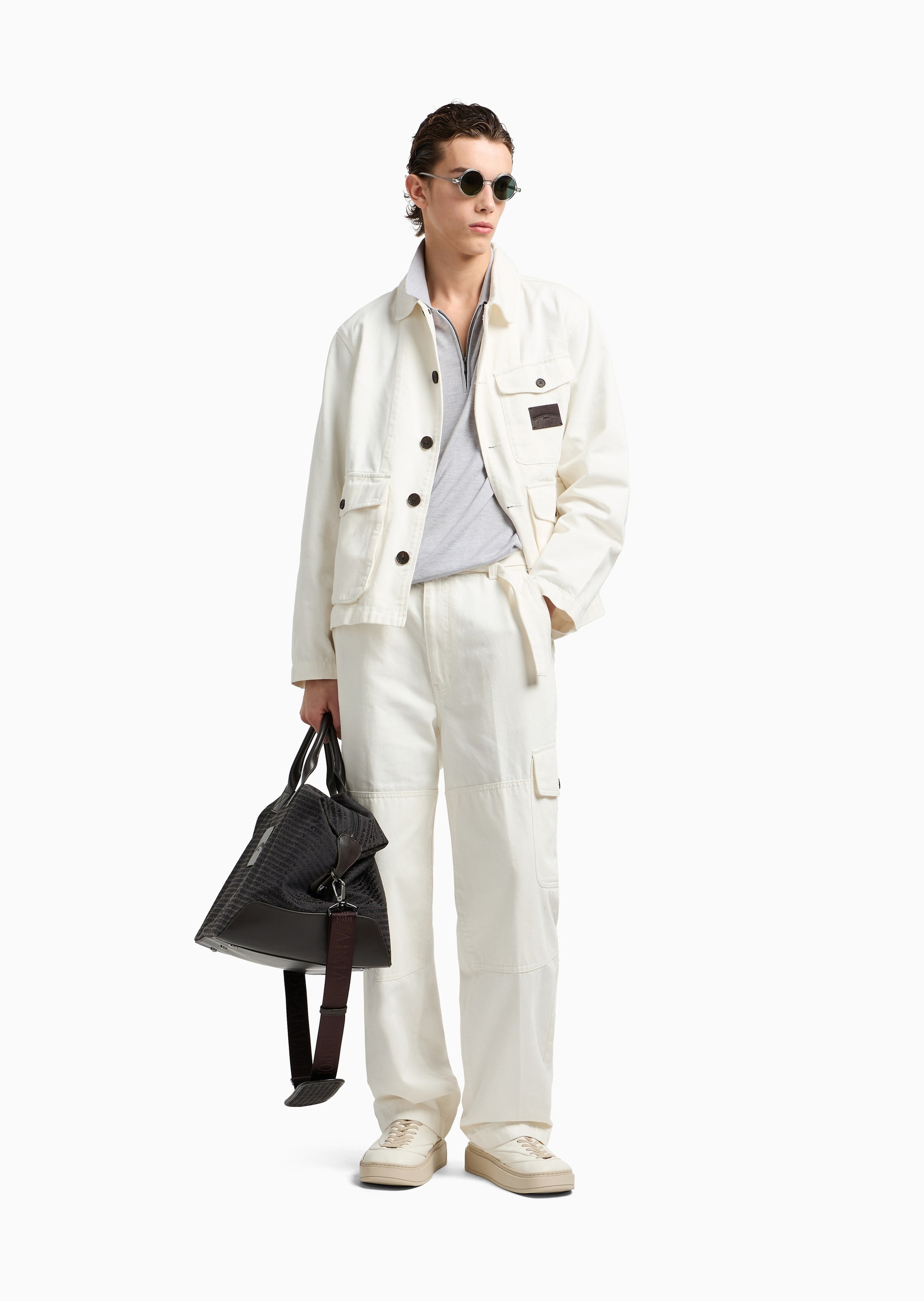 Emporio Armani 男士全棉长袖翻领纽扣门襟牛仔夹克