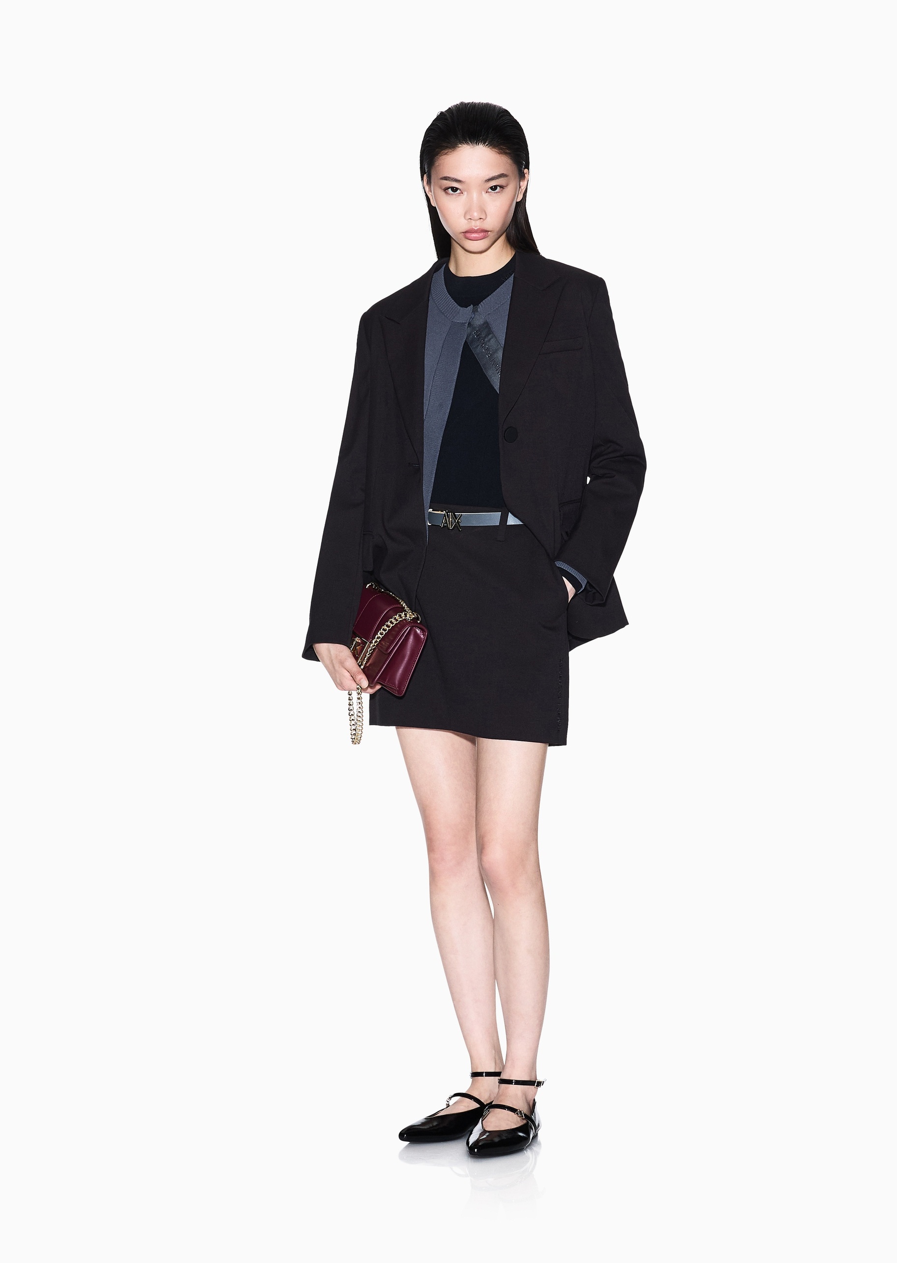 ARMANI EXCHANGE 女士微弹长袖戗驳领单粒扣西装外套