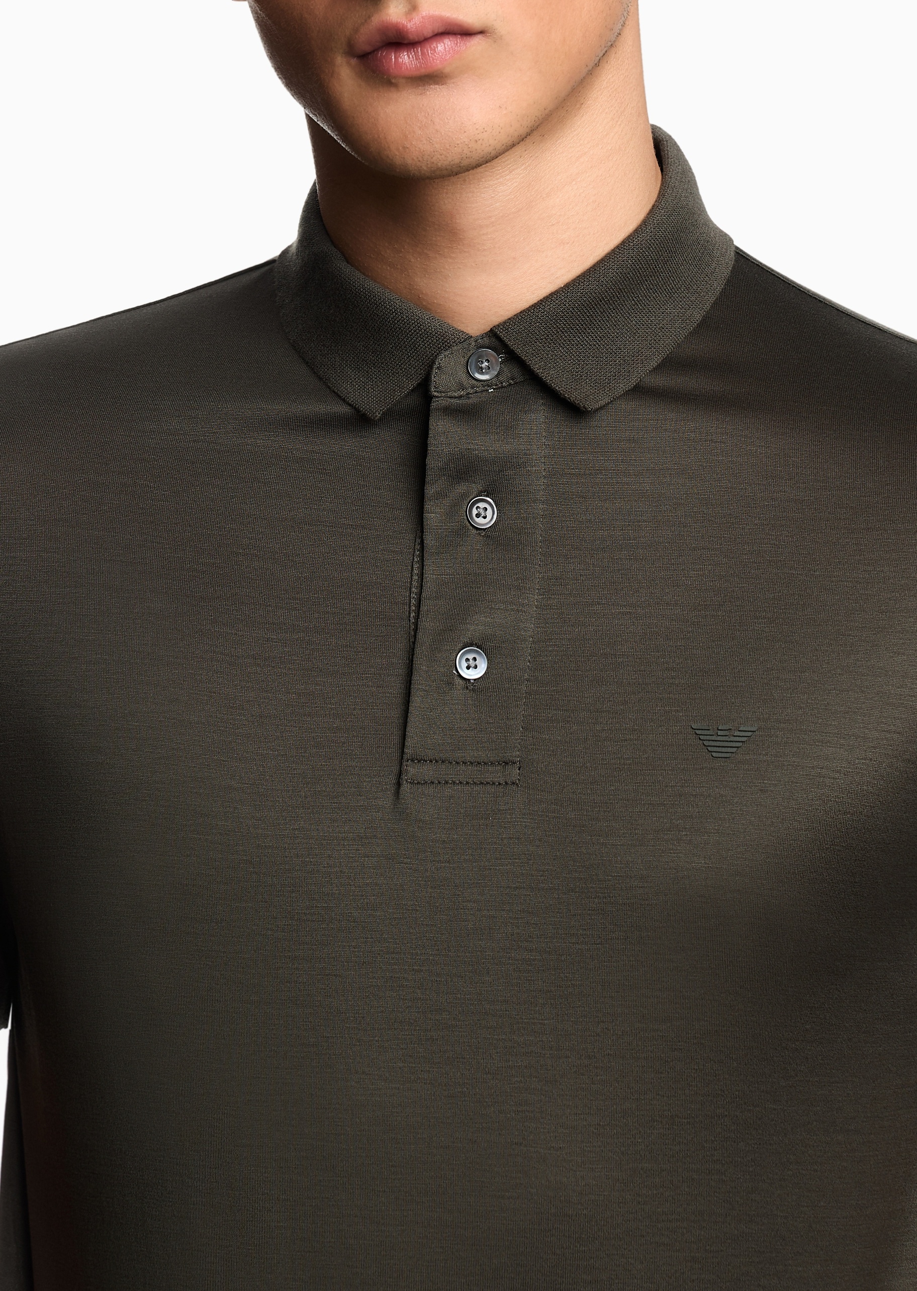 Emporio Armani 男士莱赛尔合身短袖翻领Polo衫