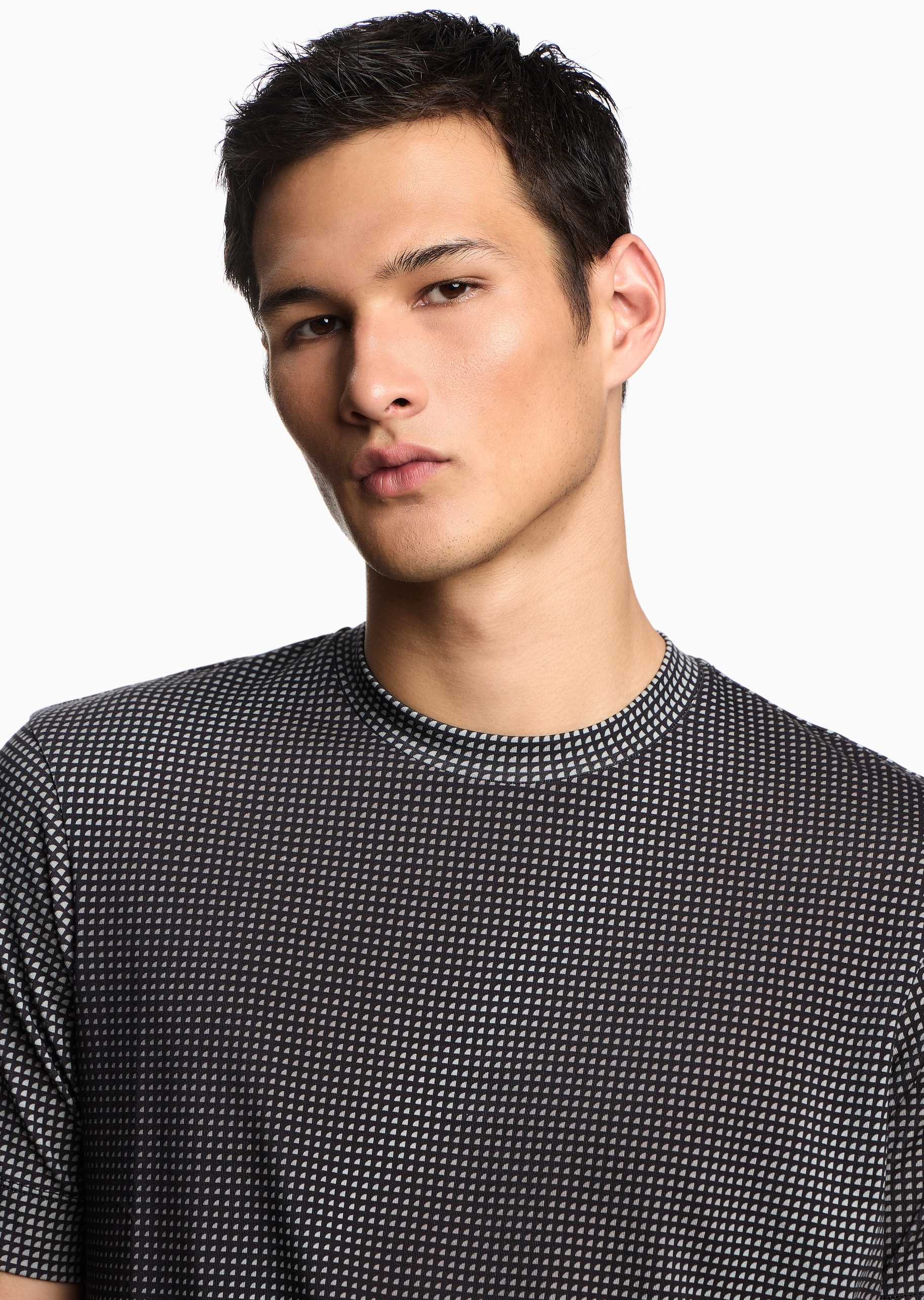 Emporio Armani 男士纯棉合身短袖圆领重磅满印休闲T恤衫