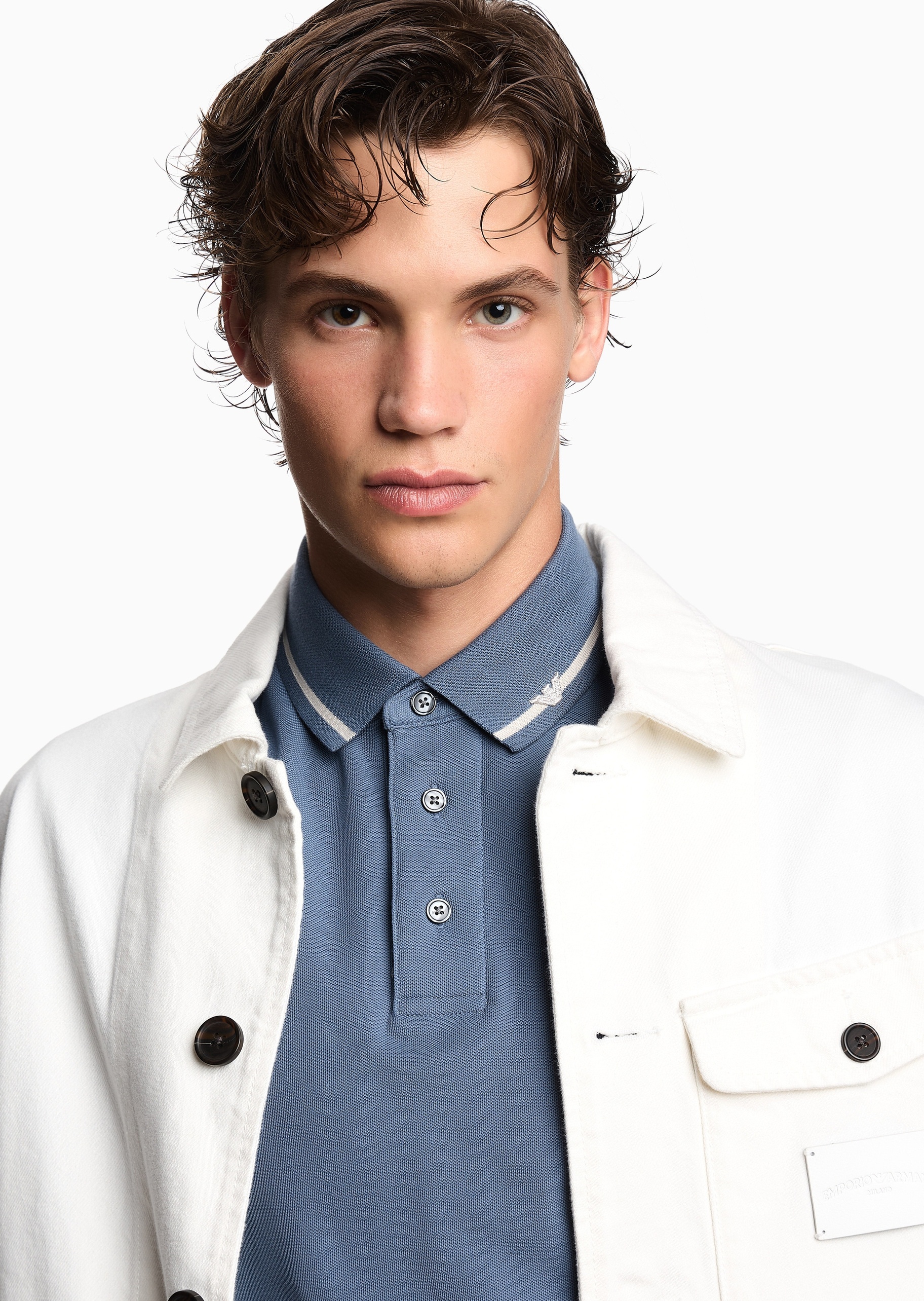Emporio Armani 男士珠地全棉短袖翻领Polo衫