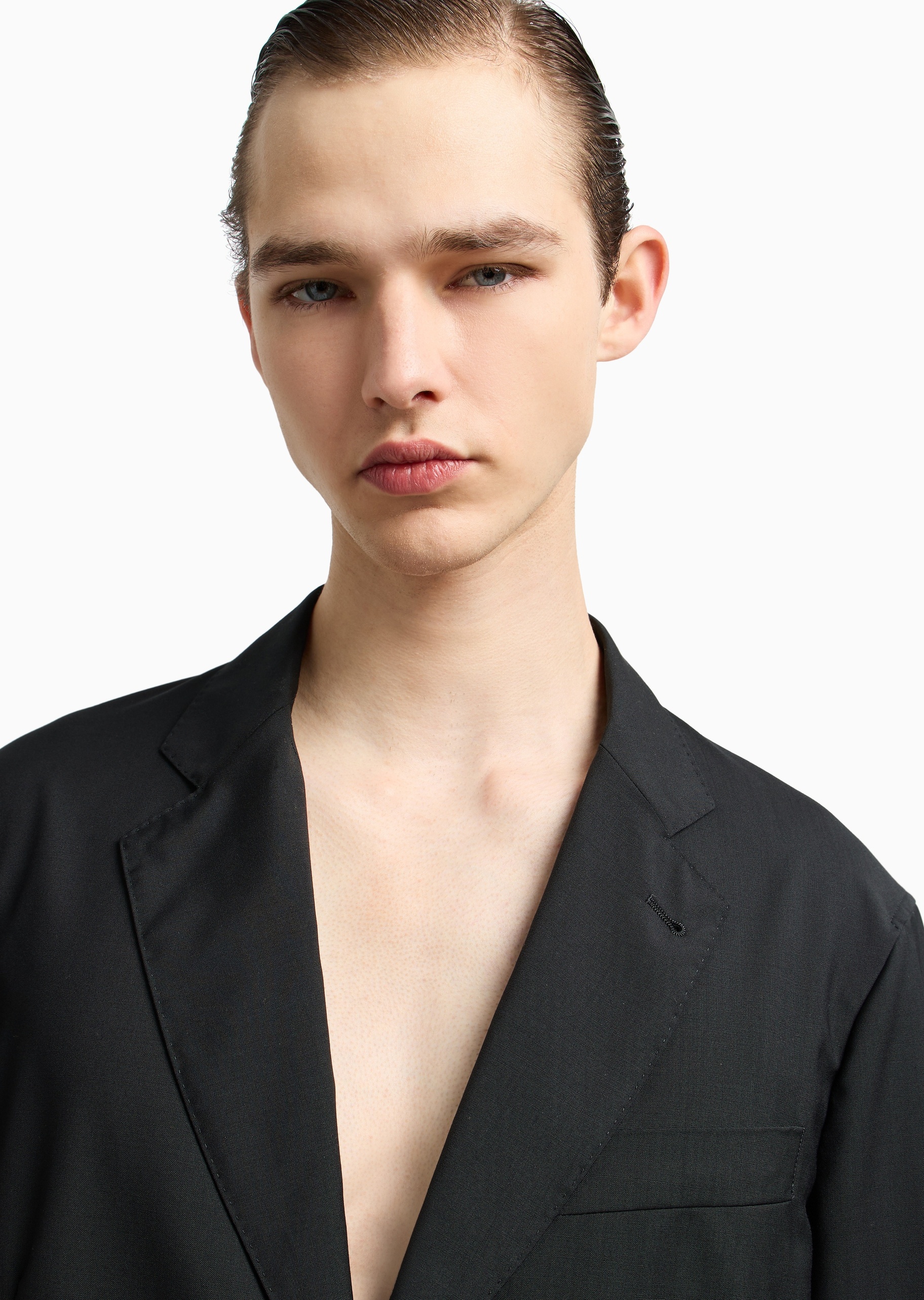 Emporio Armani 男士全绵羊毛长袖平驳领单排扣西装外套