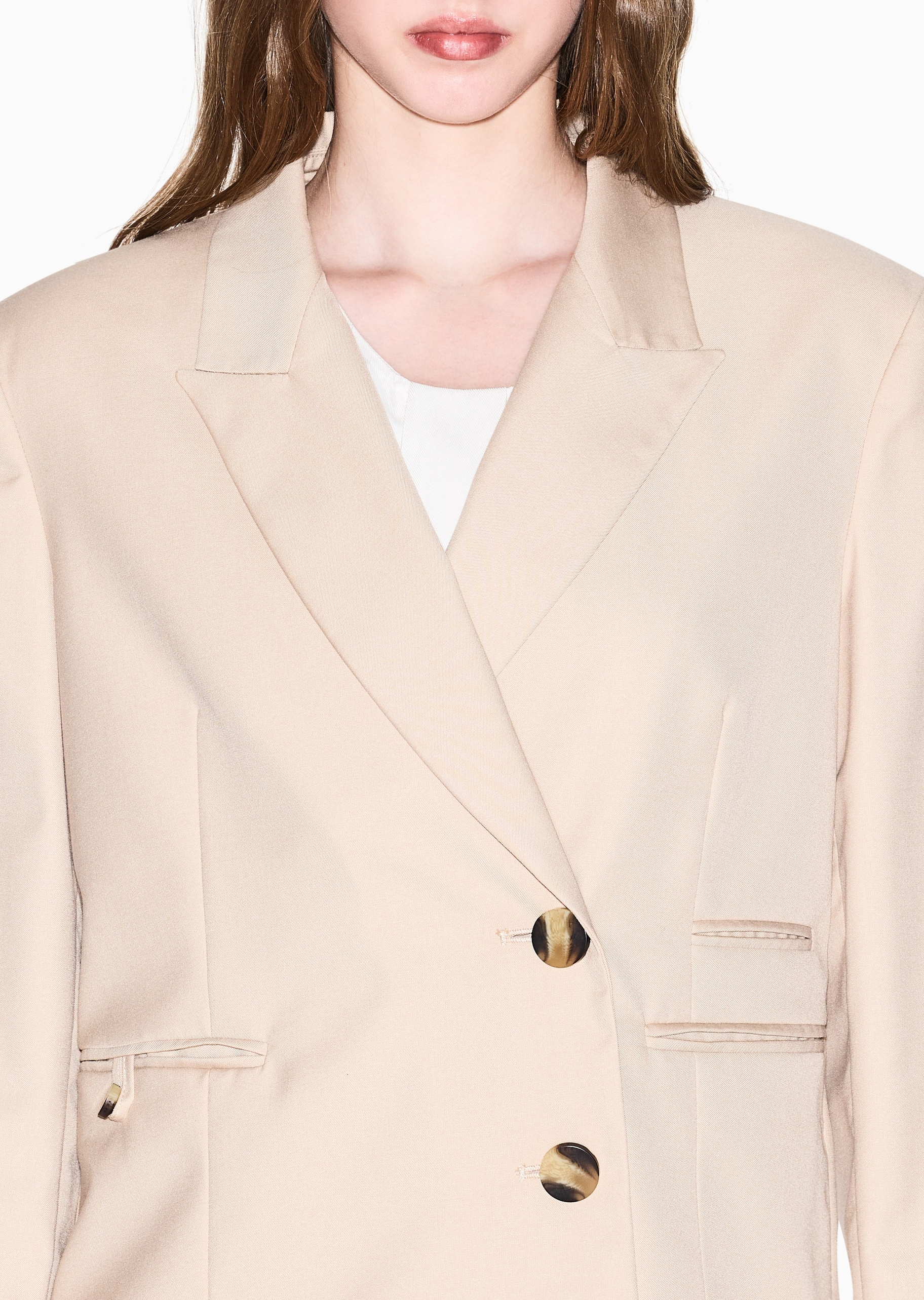 ARMANI EXCHANGE 女士长袖戗驳领单排扣纯色西装外套