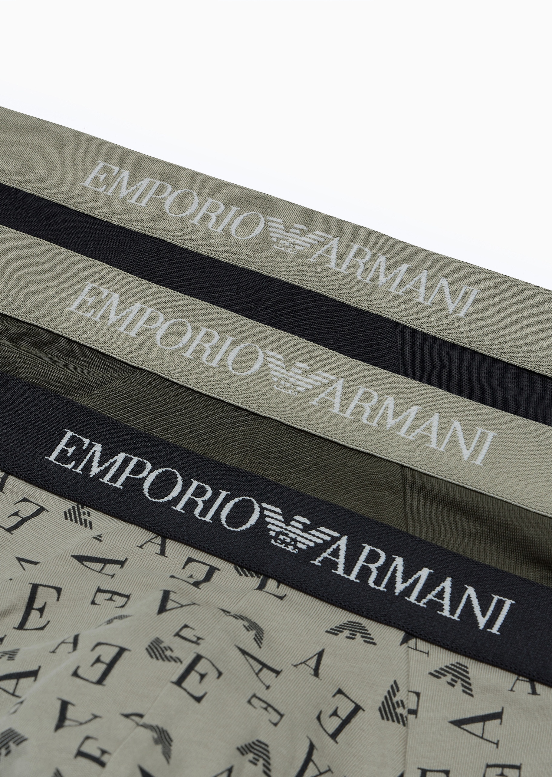 Emporio Armani 男士全棉三角三条装LOGO提花内裤套装