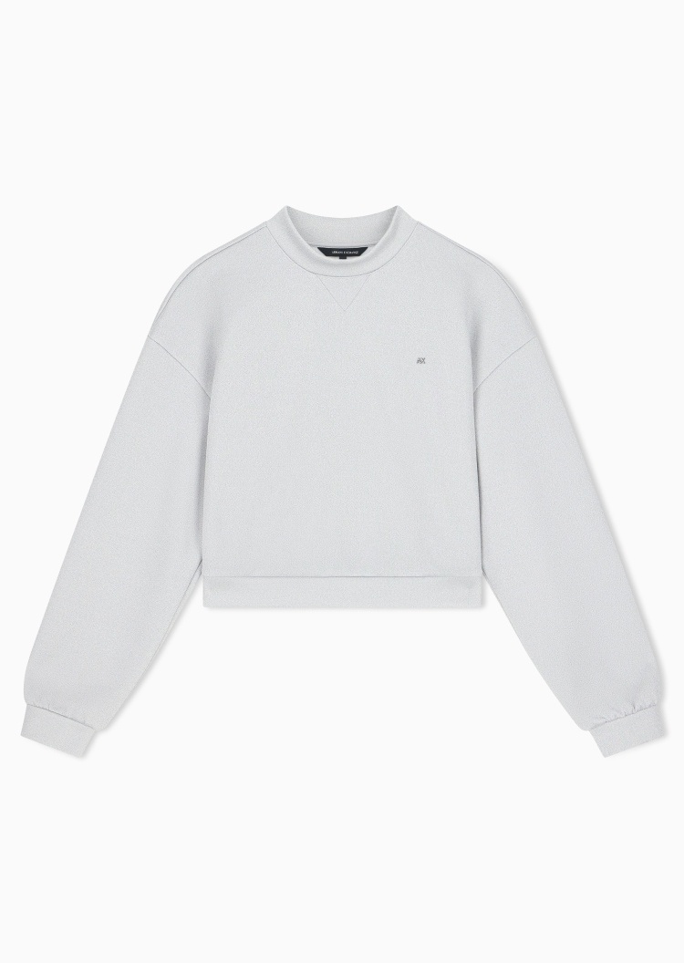 ARMANI EXCHANGE 女士宽松长袖短款圆领落肩套头卫衣