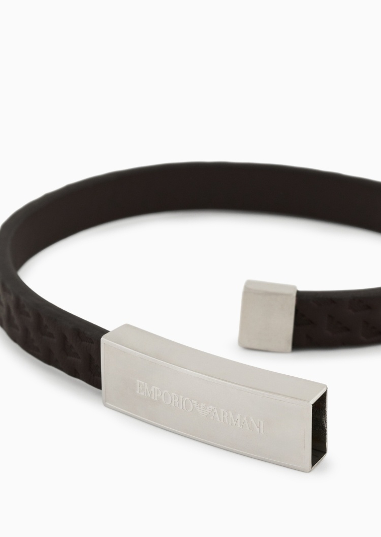 Emporio Armani 男士钢质矩形吊牌压花龙虾扣项链