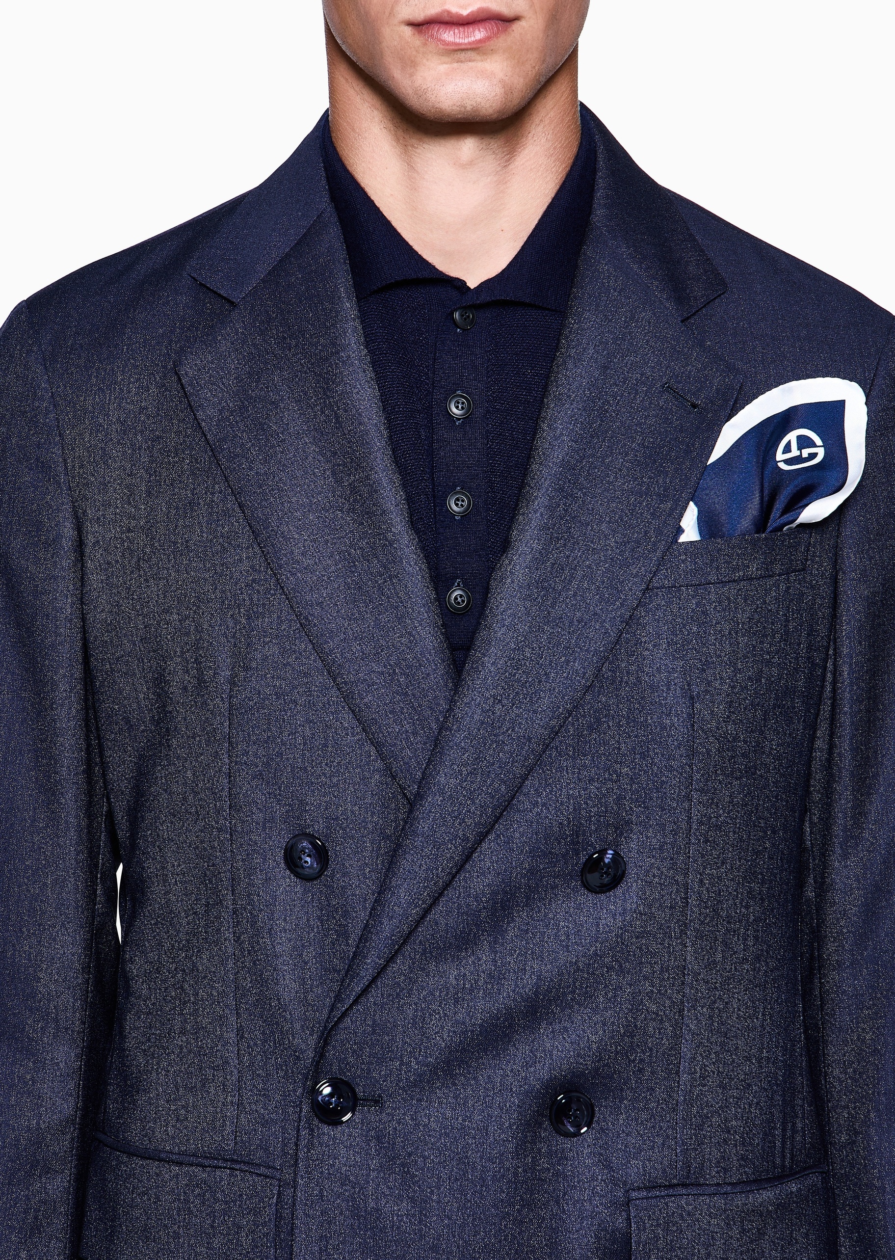 Giorgio Armani 男士桑蚕丝正方形优雅正装口袋巾