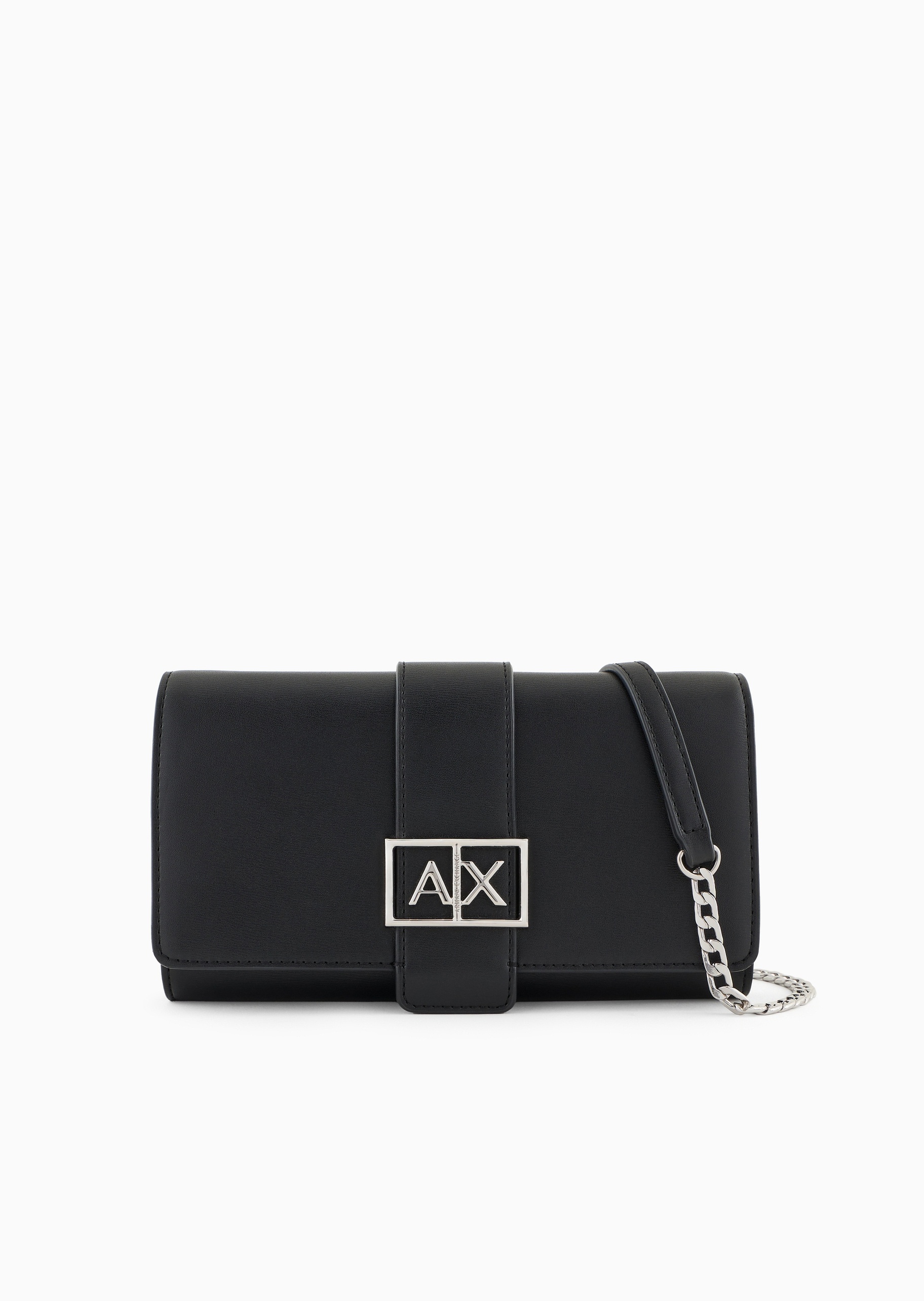 ARMANI EXCHANGE 女士磁扣翻盖横款链条单肩斜挎钱包
