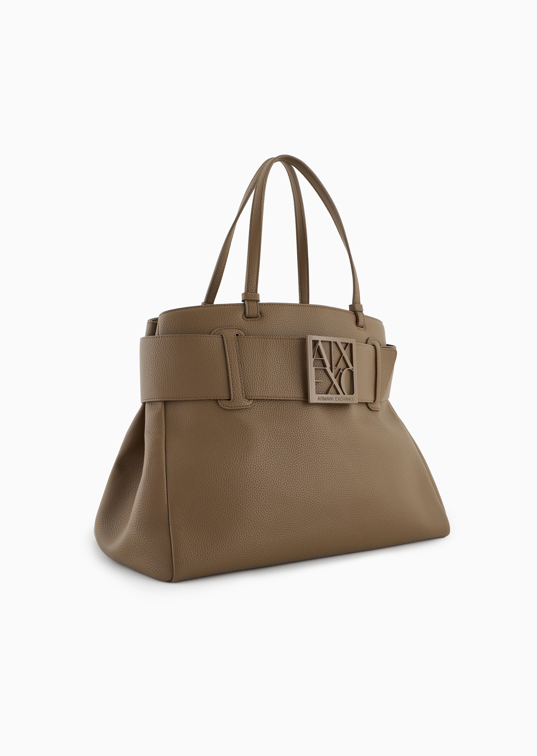 ARMANI EXCHANGE 女士大容量磁扣镂空饰带手提托特包