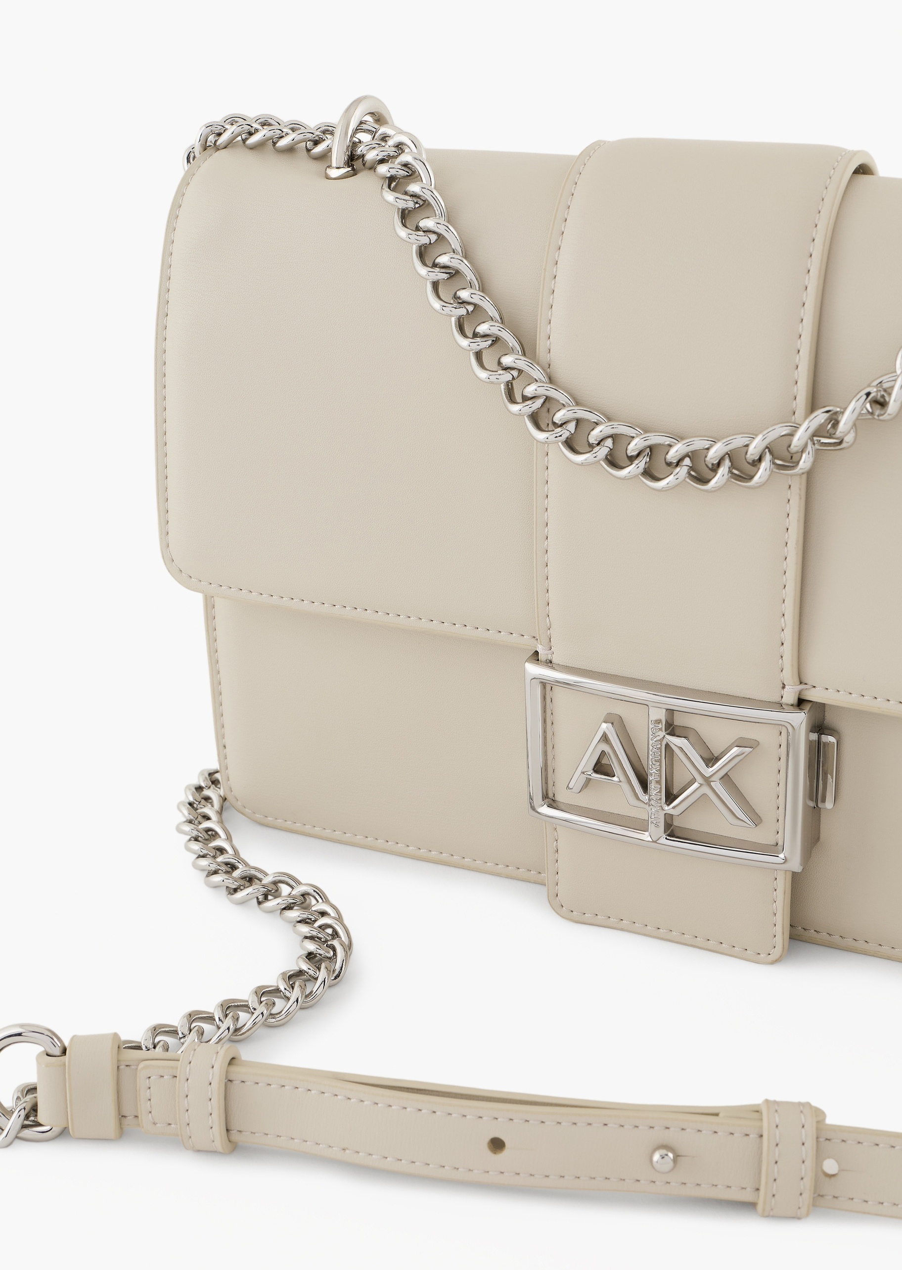 ARMANI EXCHANGE 女士翻盖长方形可调节链条单肩斜挎邮差包