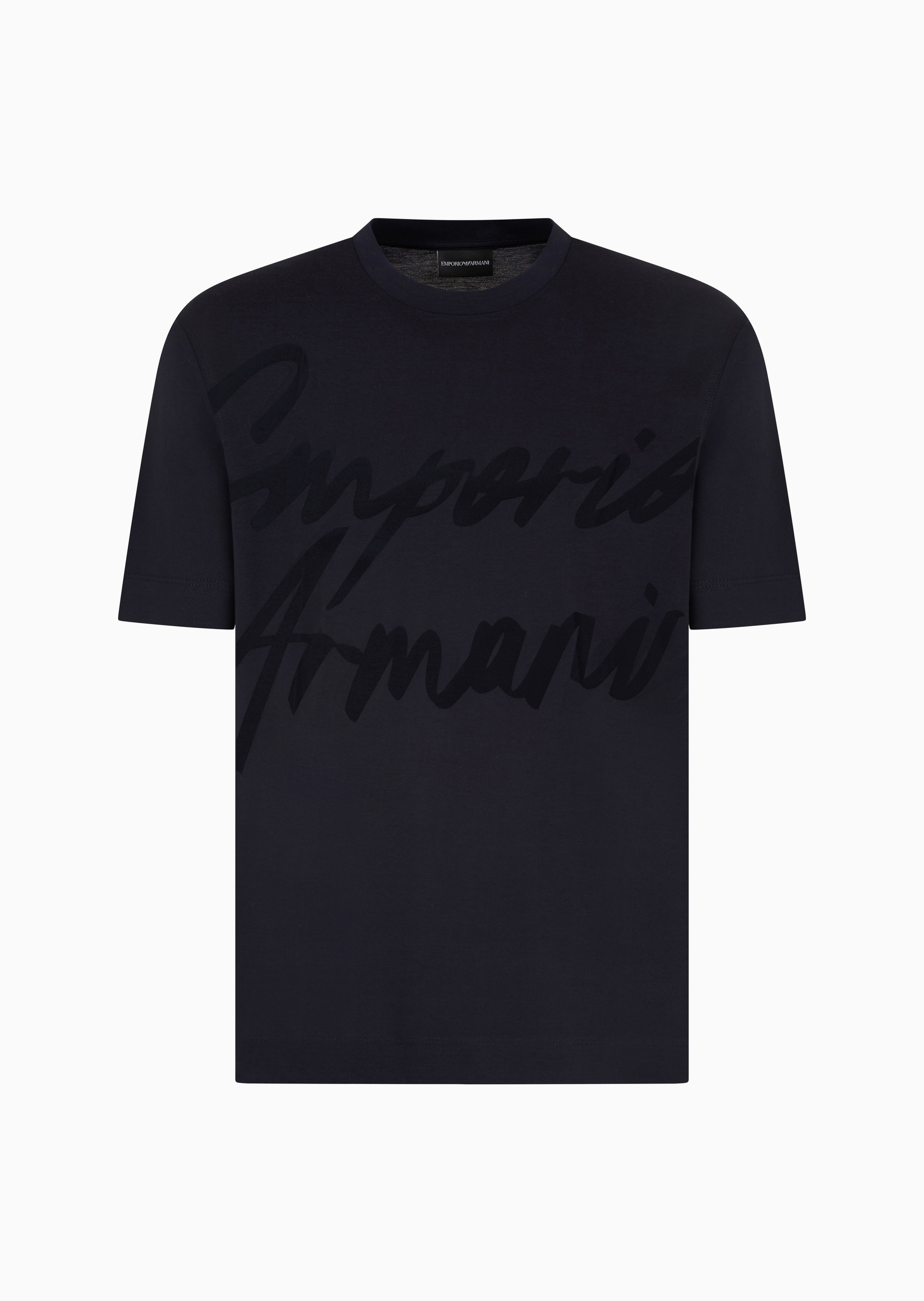Emporio Armani 男士全棉宽松短袖圆领提花纯色T恤