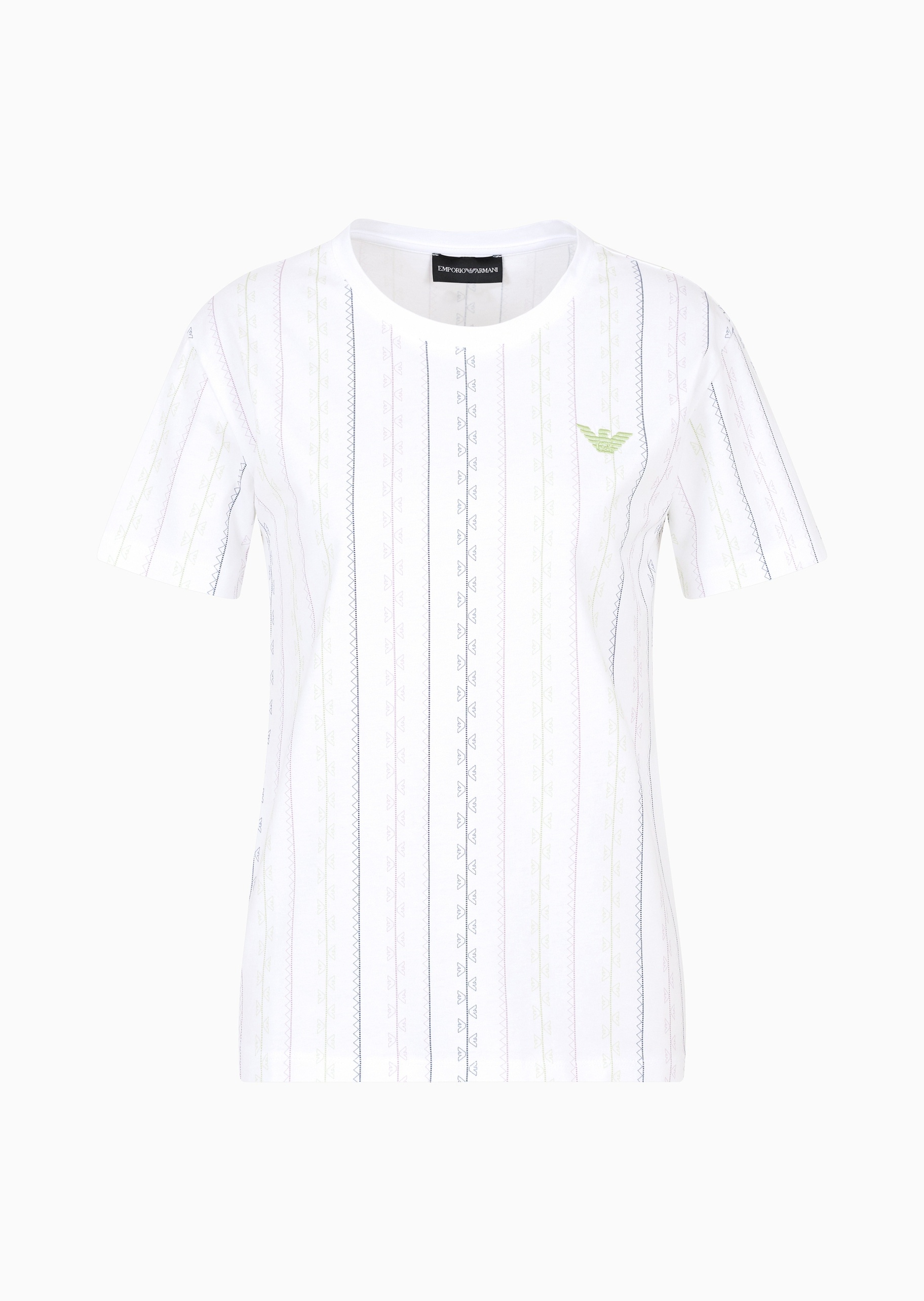Emporio Armani 女士全棉合身短袖圆领正肩印花刺绣T恤