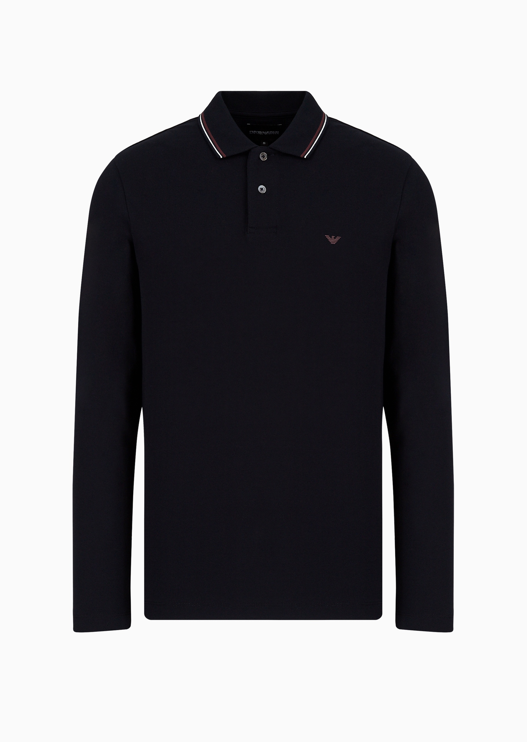 Emporio Armani 男士纯棉微弹修身长袖翻领多色Polo衫