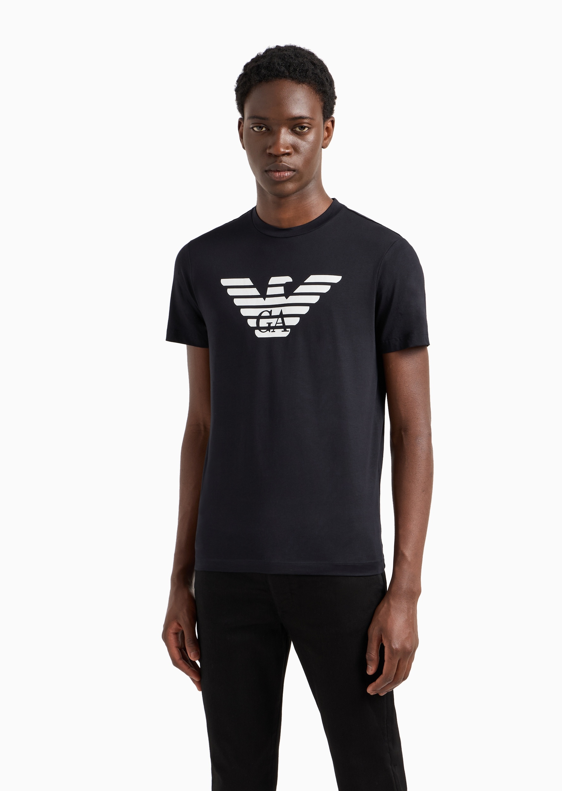 Emporio Armani 男士全棉合身短袖圆领徽标印花T恤