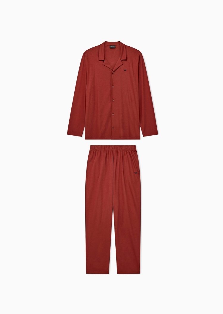 Emporio Armani 男士纯棉长袖长裤亲肤柔软家居睡衣套装