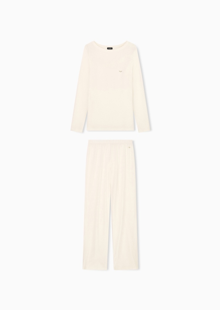Emporio Armani 女士长袖长裤休闲简约水钻家居睡衣套装