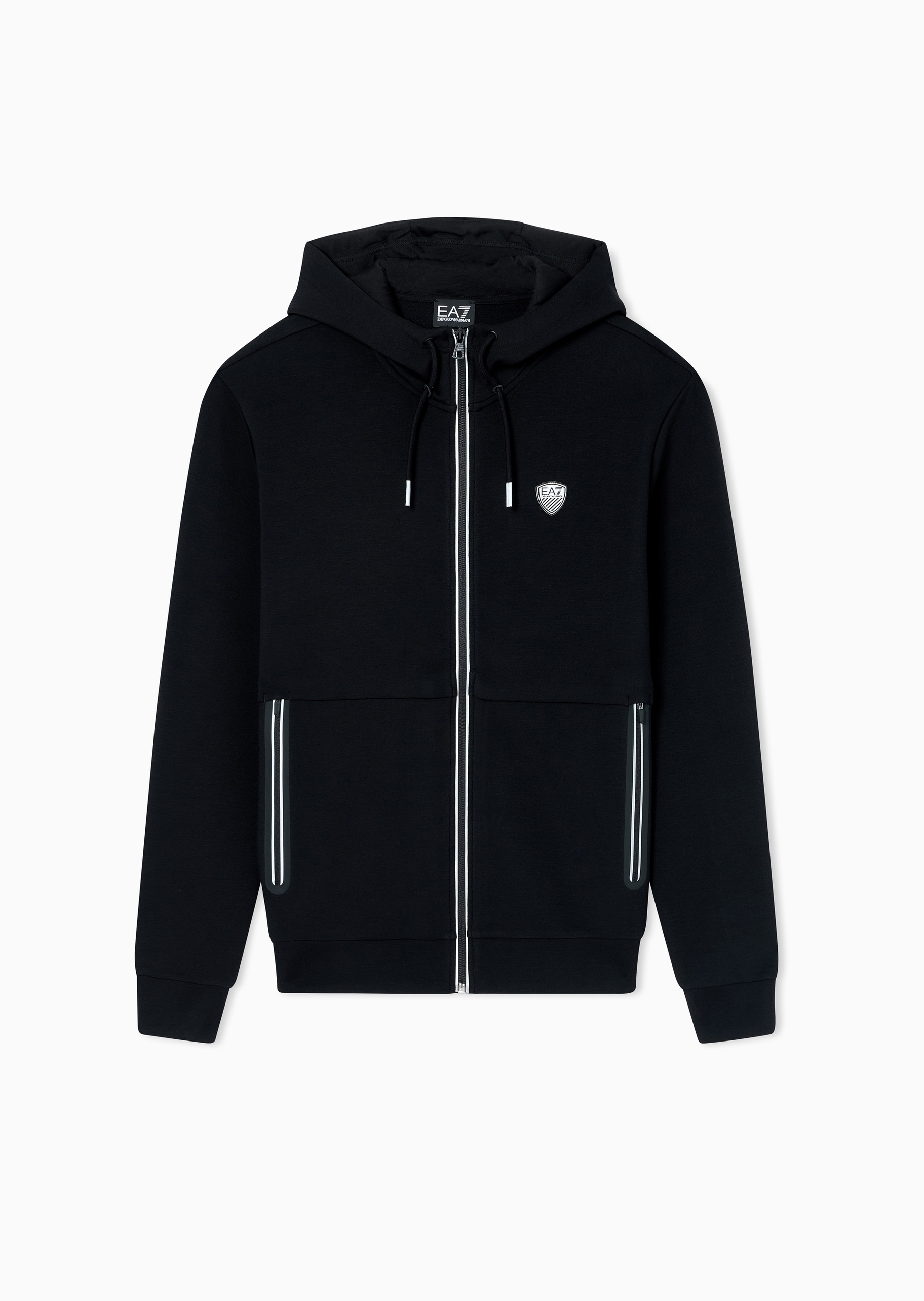EA7 男士合身拉链开衫连帽针织卫衣夹克外套