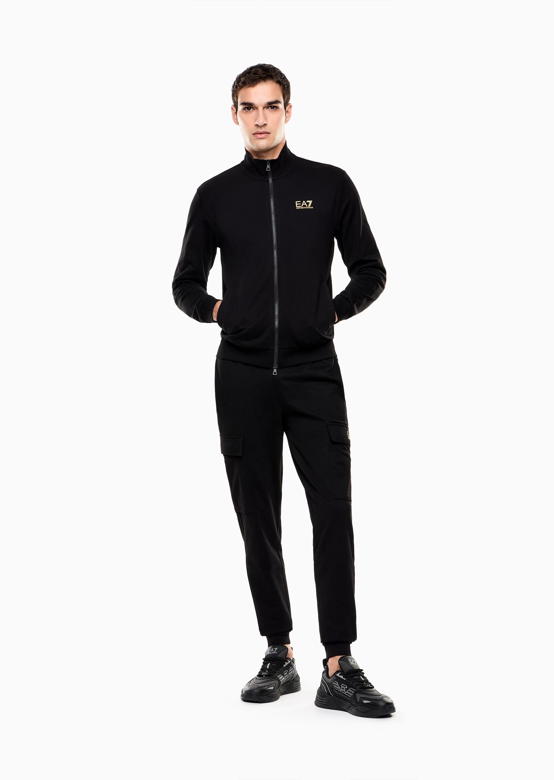 EA7 男女同款短款拉链开衫卫衣夹克外套