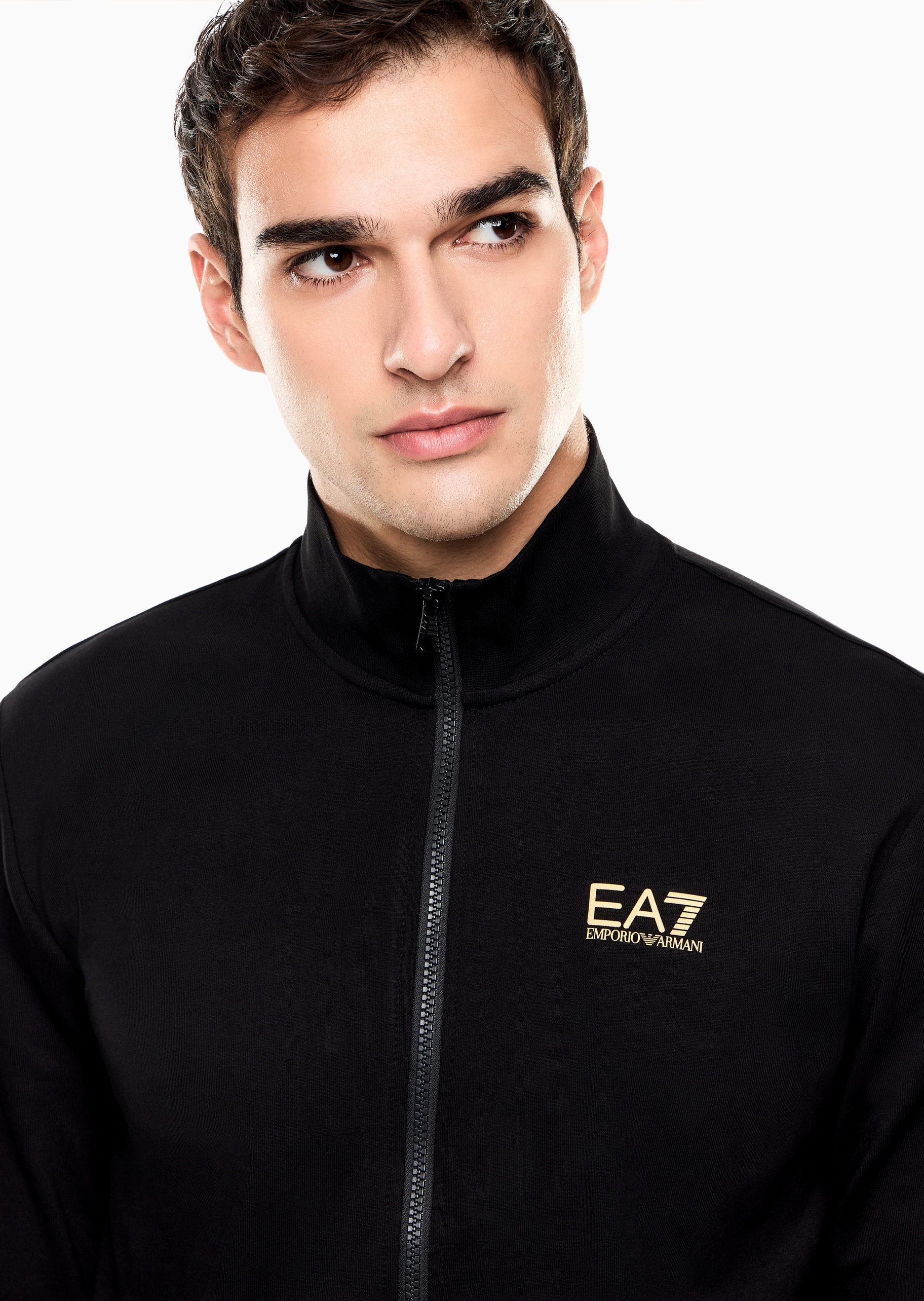 EA7 男女同款短款拉链开衫卫衣夹克外套