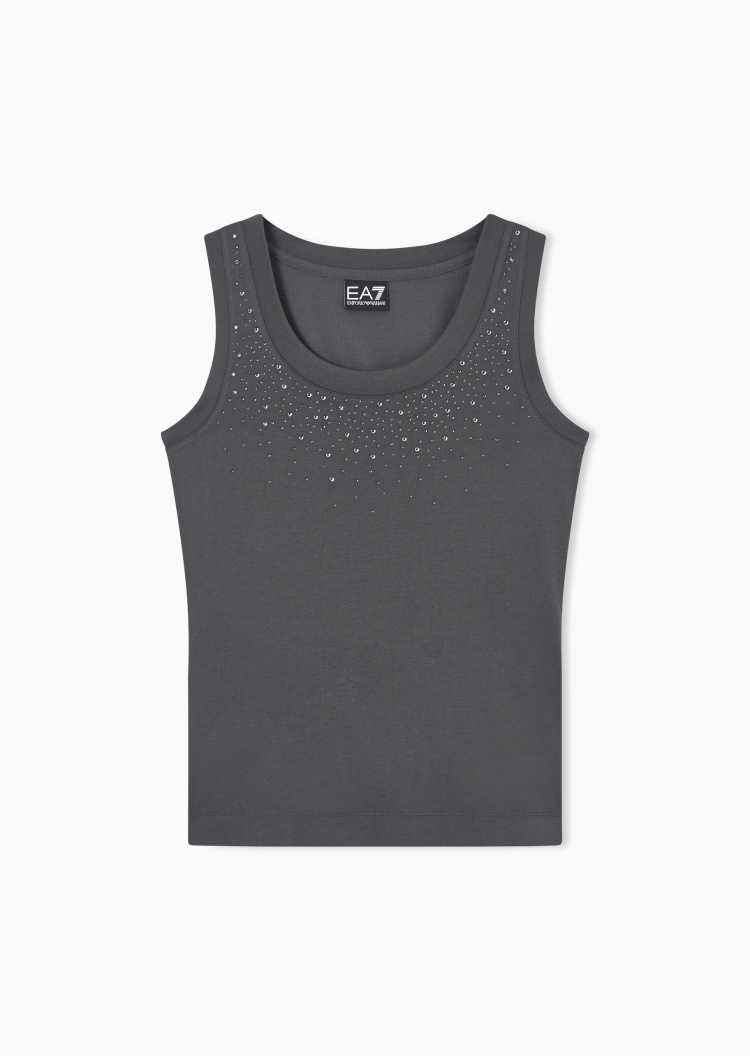 EA7 女士无袖圆领水钻运动休闲时尚背心