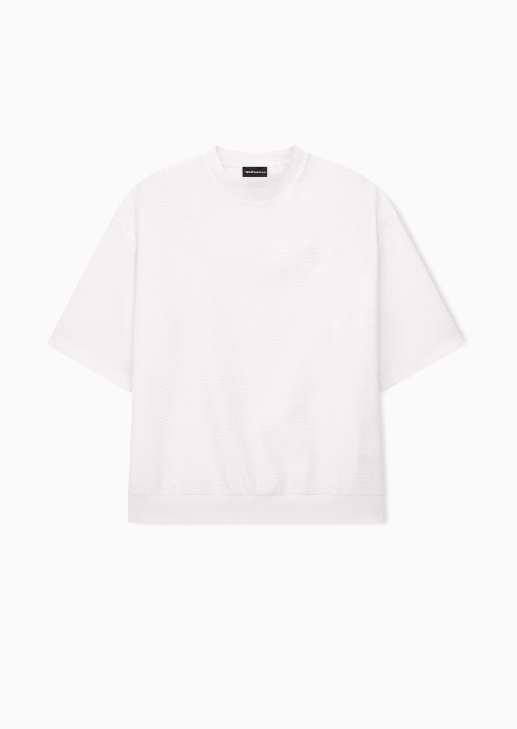 Emporio Armani 男士短袖圆领落肩纯色休闲针织衫