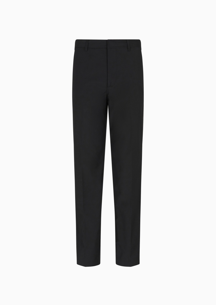 Emporio Armani 男士全绵羊毛合身长款直筒休闲裤