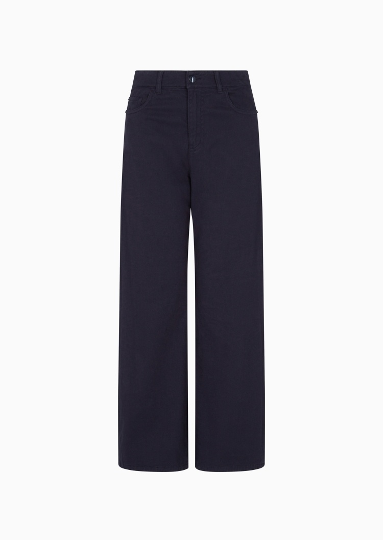 Emporio Armani 女士纯棉微弹合身中腰九分阔腿牛仔裤