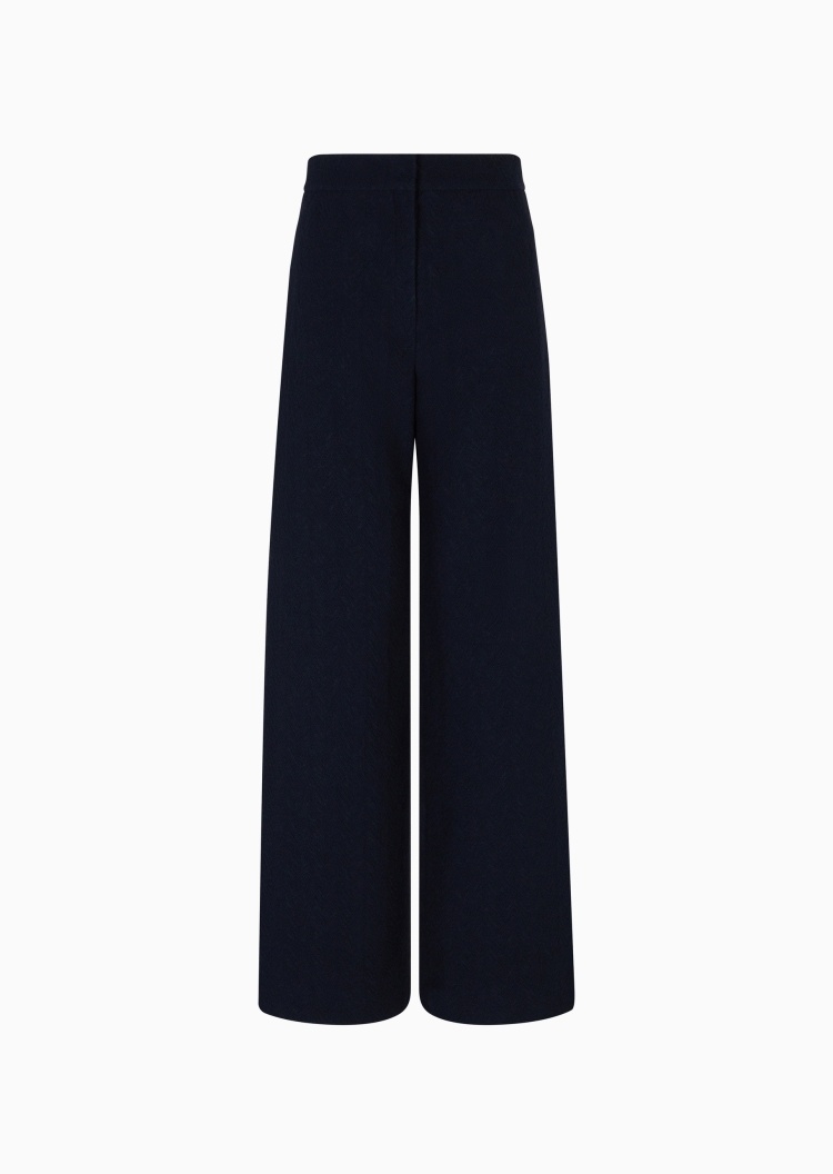 Emporio Armani 女士绵羊毛宽松高腰长款阔腿休闲裤