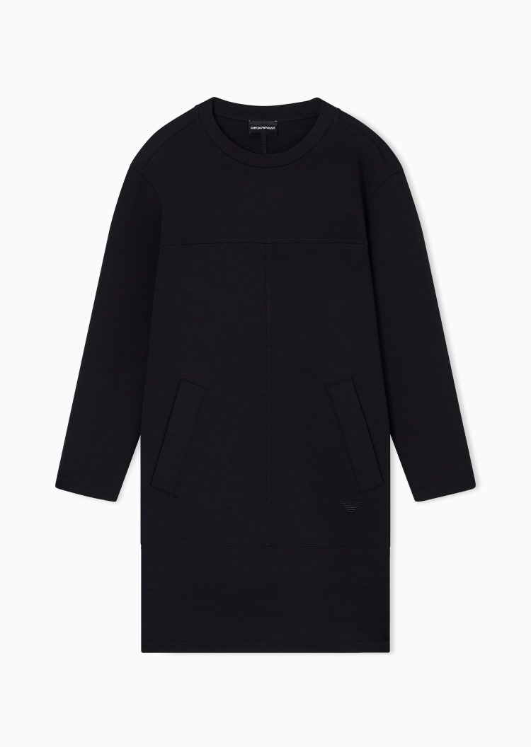 Emporio Armani 女士棉质短款圆领卫衣式运动风连衣裙