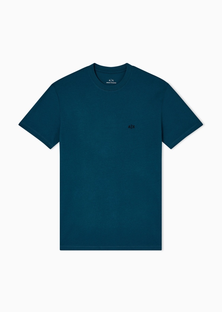 ARMANI EXCHANGE 男士全棉合身短袖圆领正肩刺绣T恤衫