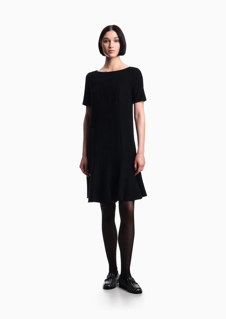 Emporio Armani 女士短款A字荷叶边优雅纯色连衣裙