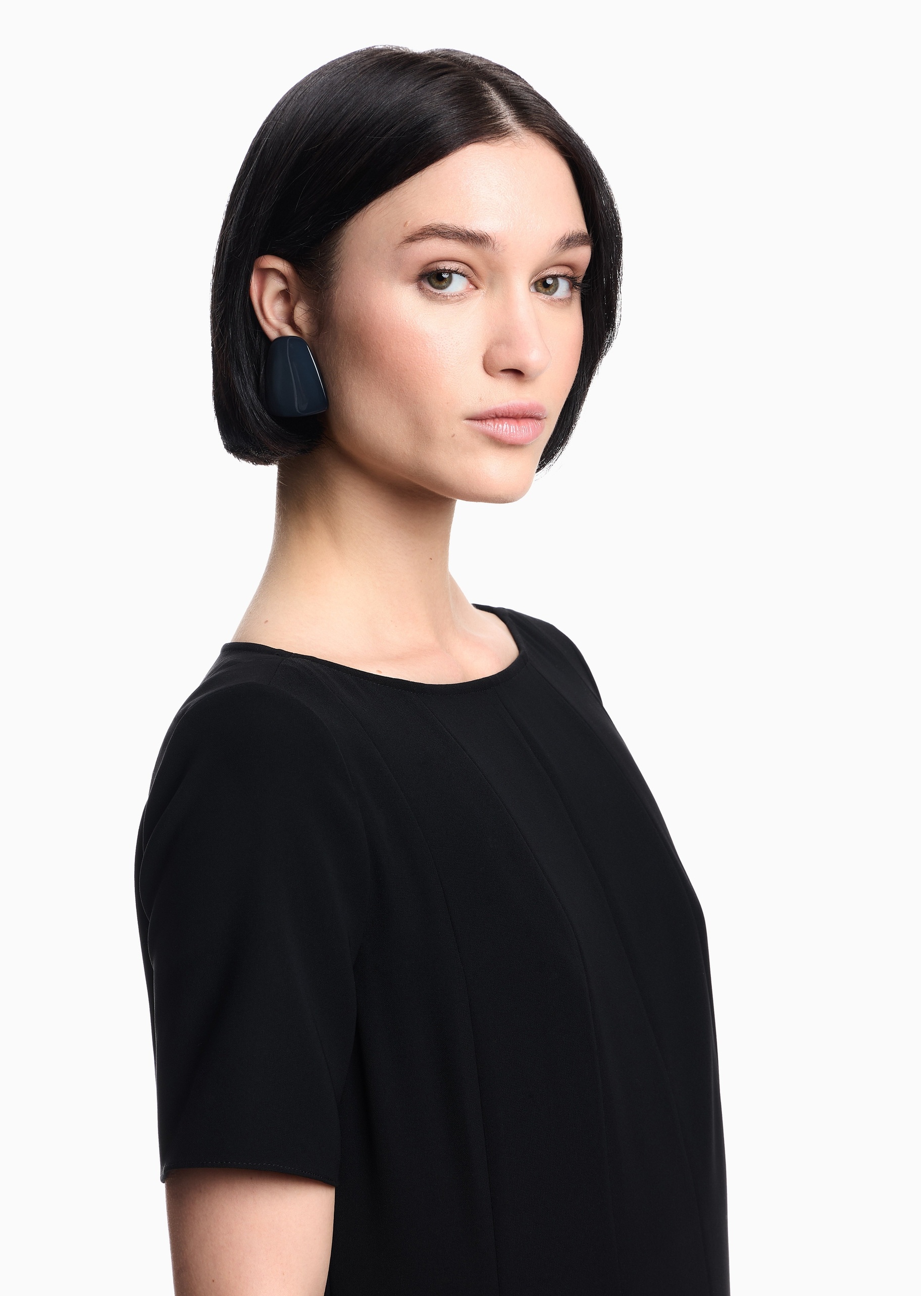 Emporio Armani 女士短款A字荷叶边优雅纯色连衣裙