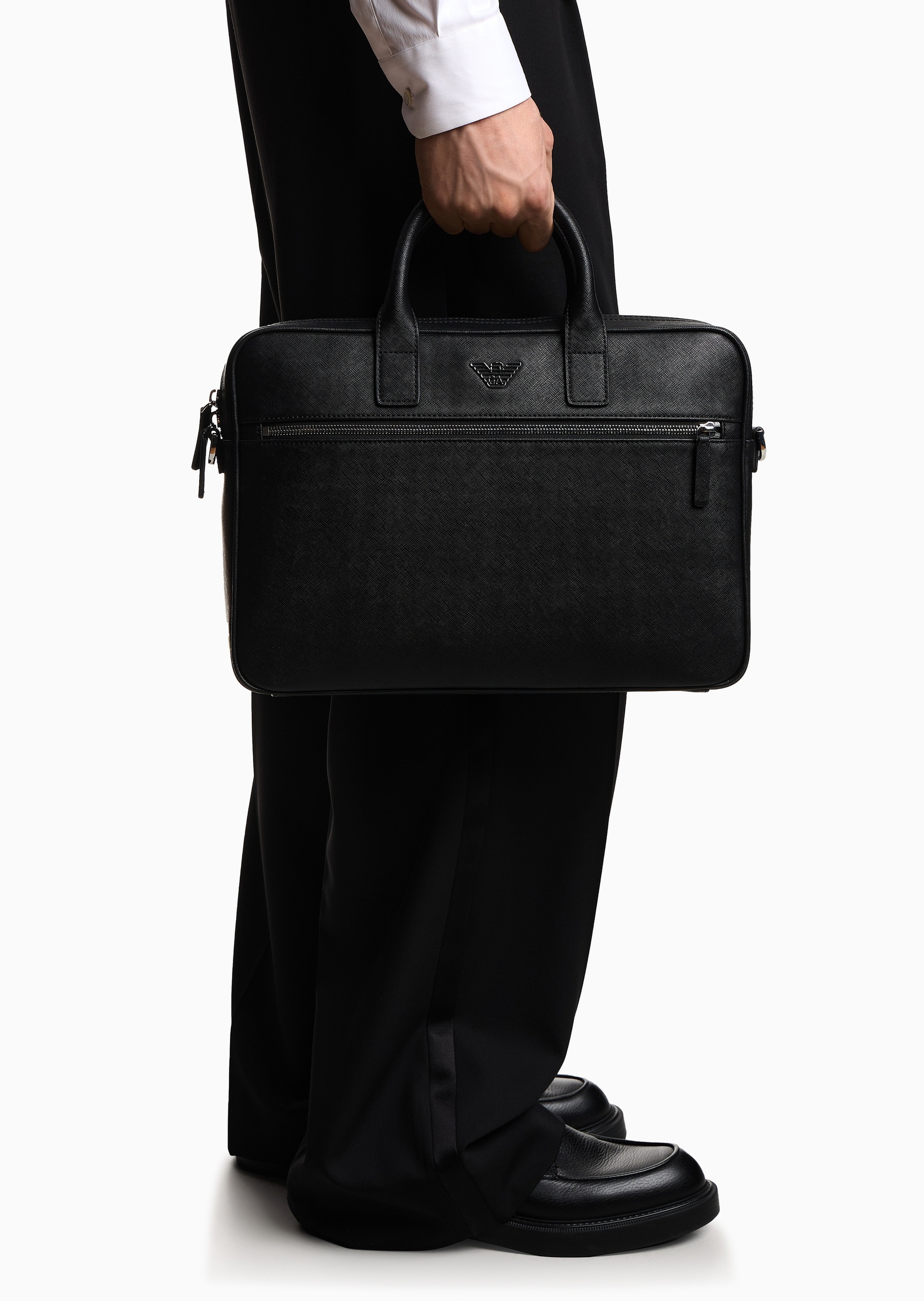 Emporio Armani 男士商务休闲复古通勤手提斜挎托特公文包