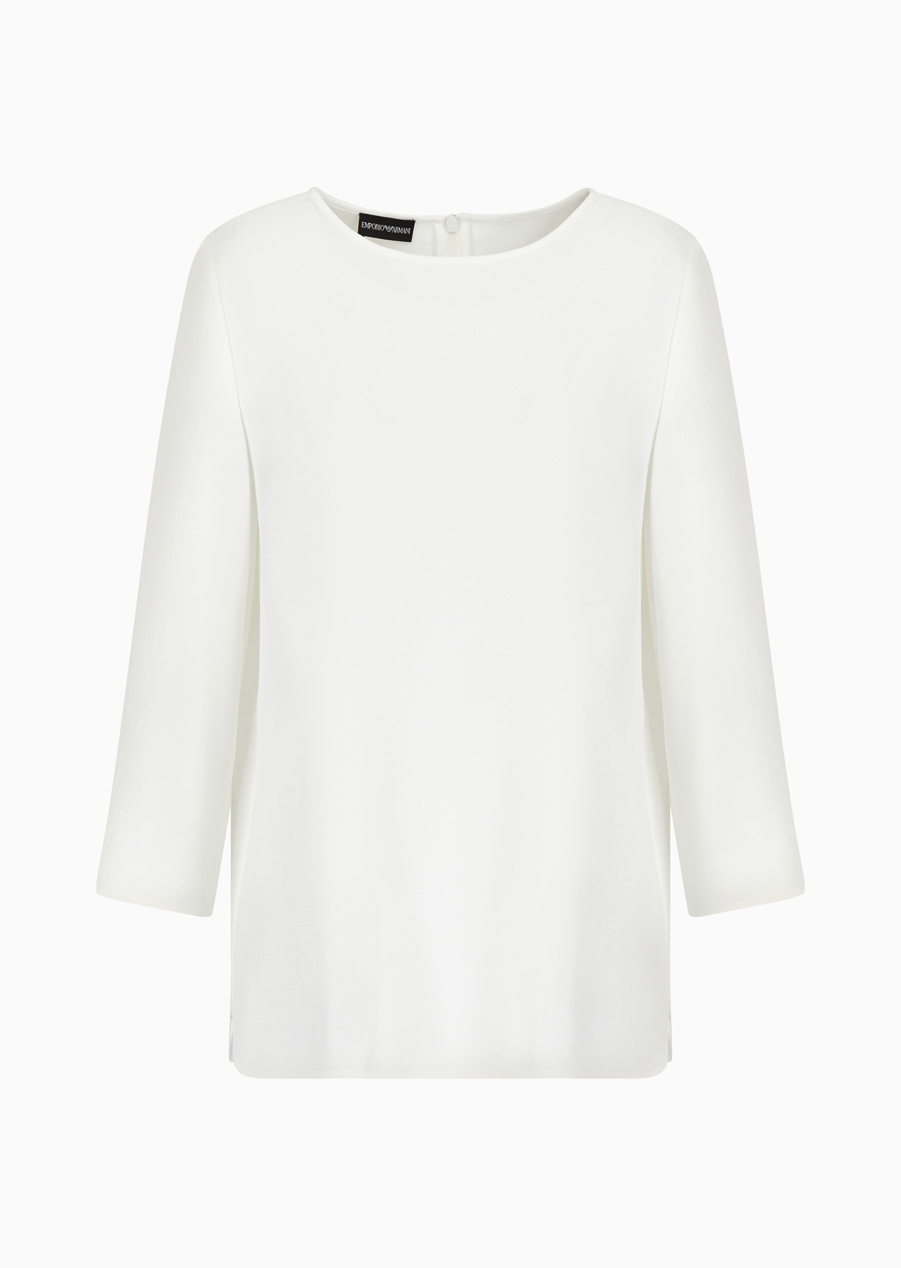 Emporio Armani 女士宽松七分袖船领后背拉链衬衫
