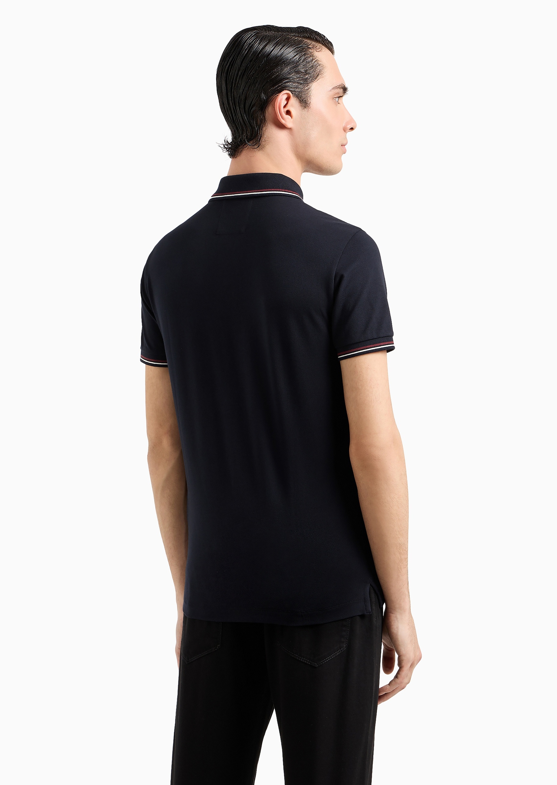 Emporio Armani 男士纯棉微弹修身短袖翻领多色Polo衫