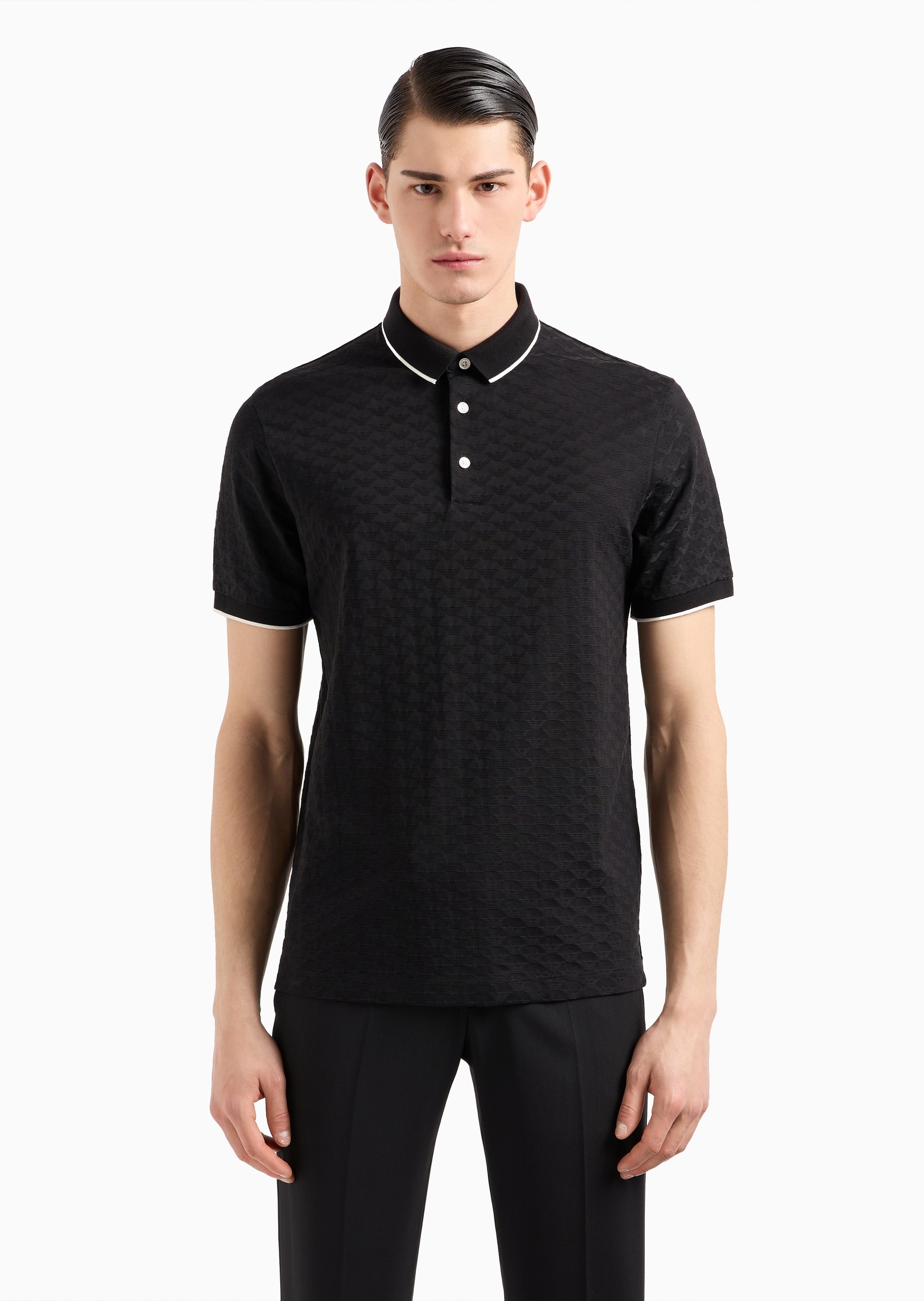 Emporio Armani 男女同款全棉合身短袖翻领Polo衫