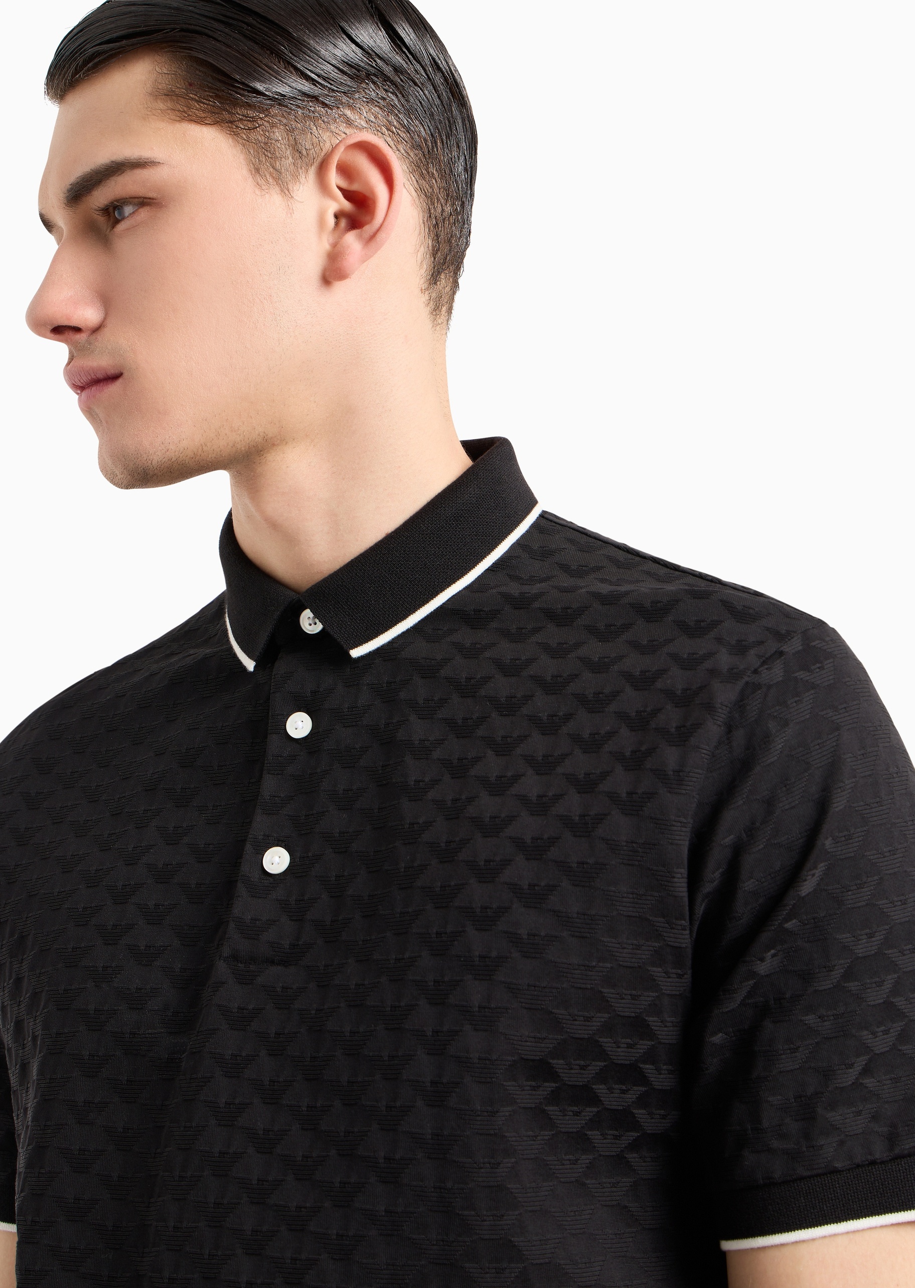 Emporio Armani 男女同款全棉合身短袖翻领Polo衫