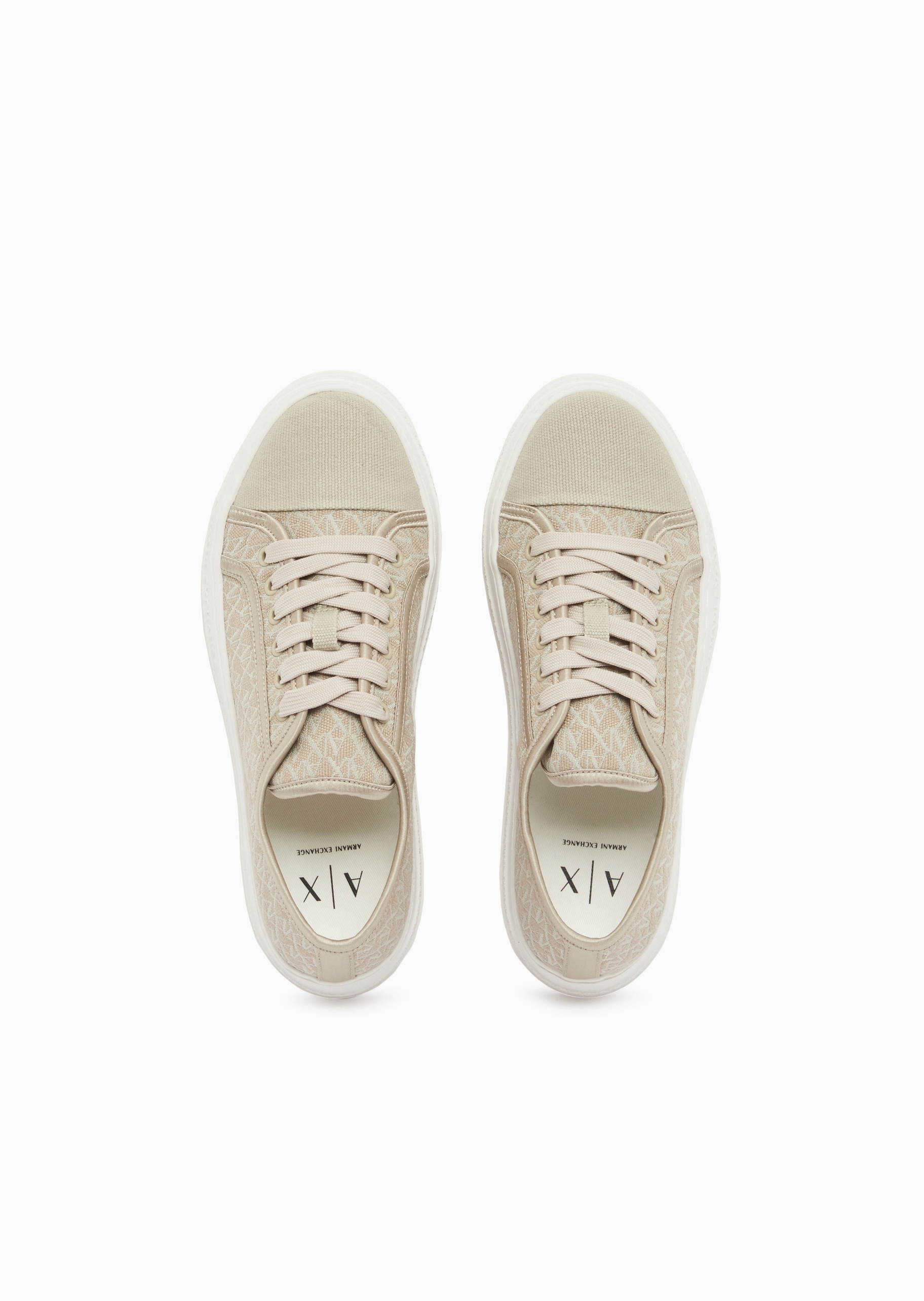 ARMANI EXCHANGE 女士系带低帮厚底满印板鞋休闲运动鞋