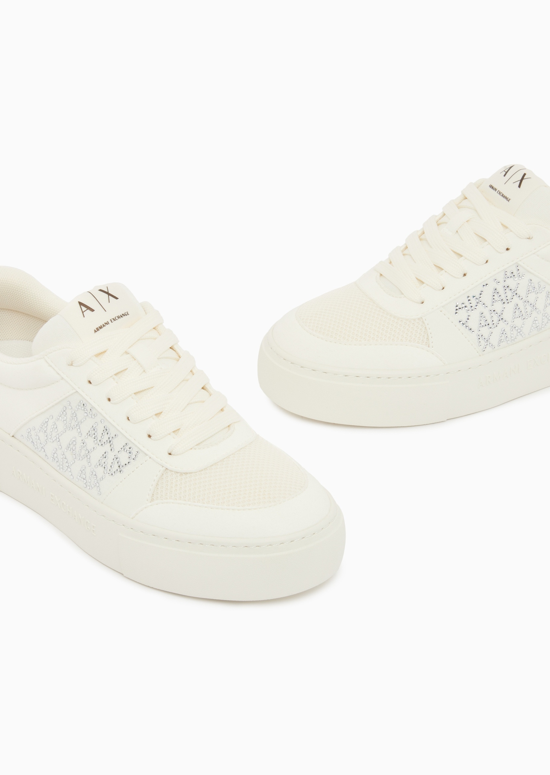 ARMANI EXCHANGE 女士系带低帮网面水钻休闲运动鞋