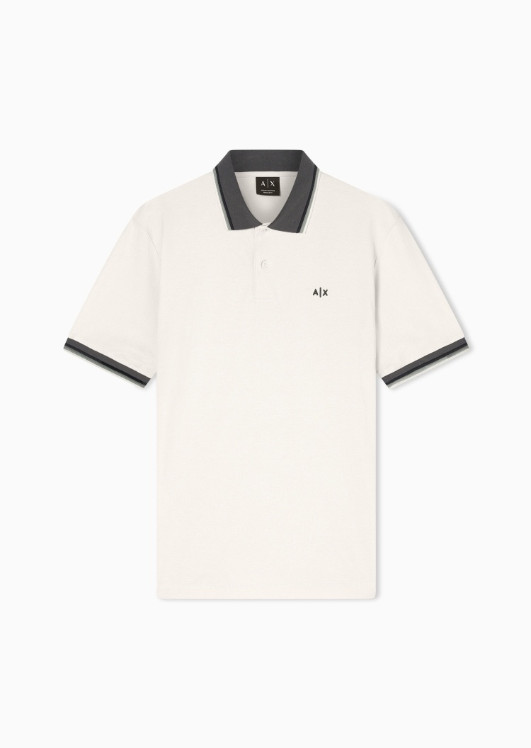 ARMANI EXCHANGE 男士纯棉短袖翻领撞色刺绣Polo衫