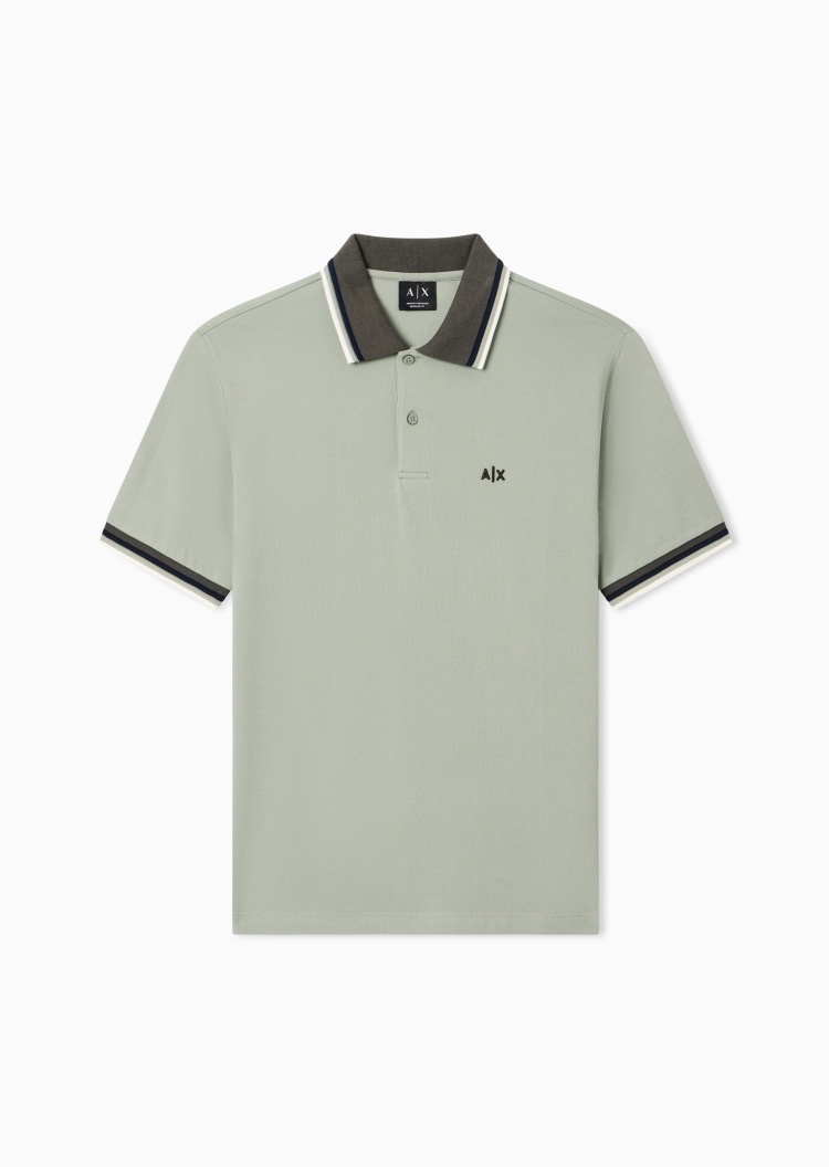 ARMANI EXCHANGE 男士纯棉短袖翻领撞色刺绣Polo衫