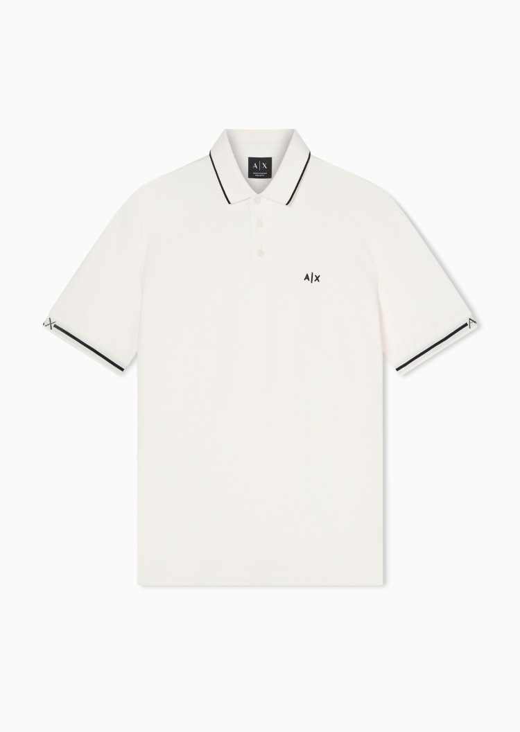 ARMANI EXCHANGE 男士纯棉短袖翻领撞色刺绣Polo衫