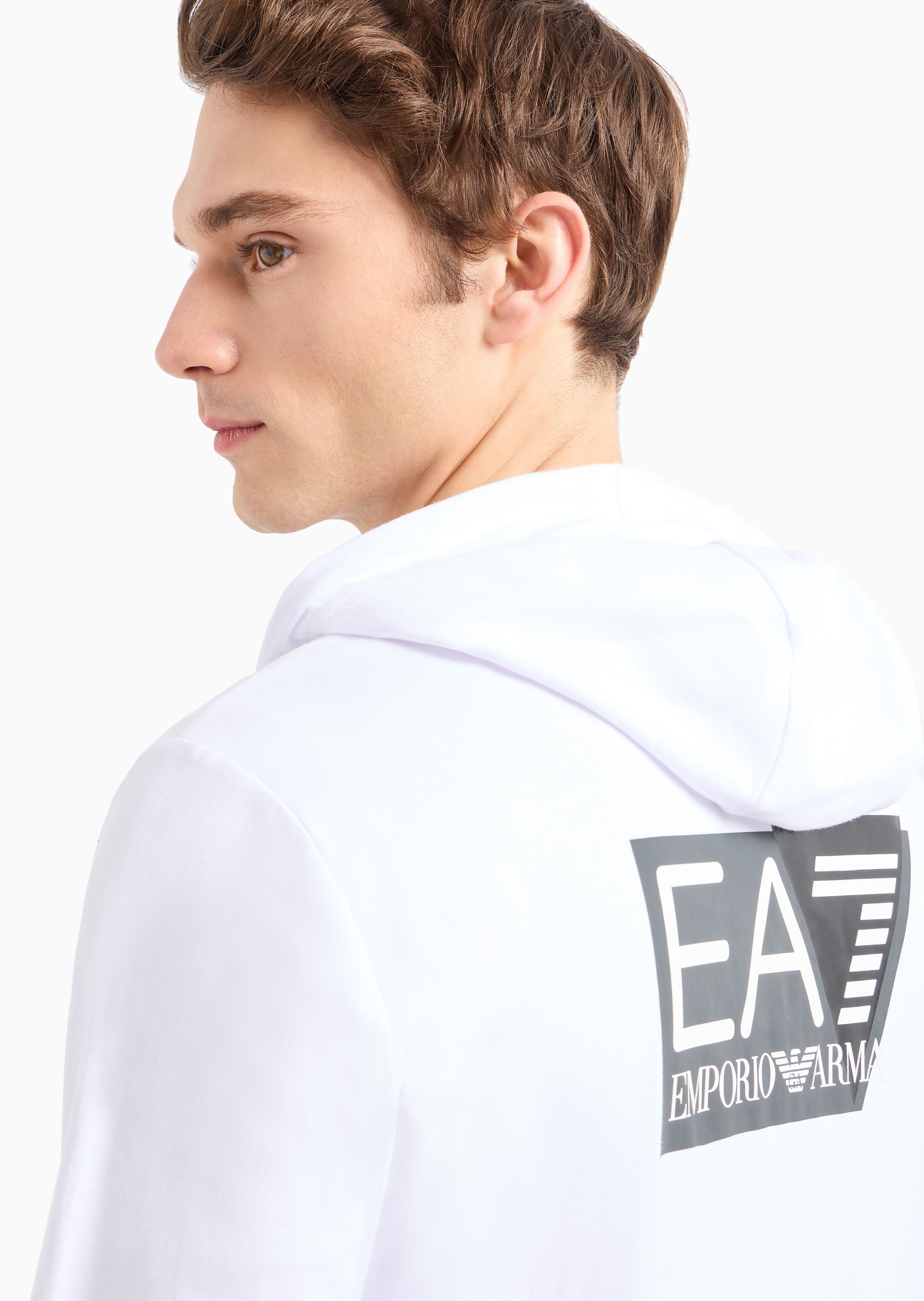 EA7 男士全棉合身连帽开衫窄脚长裤健身运动套装
